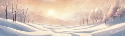 Winter Landscape With Snow Covered Hills And Mountains