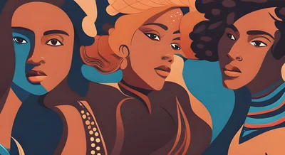 Stylized Illustration Of Three Diverse Women