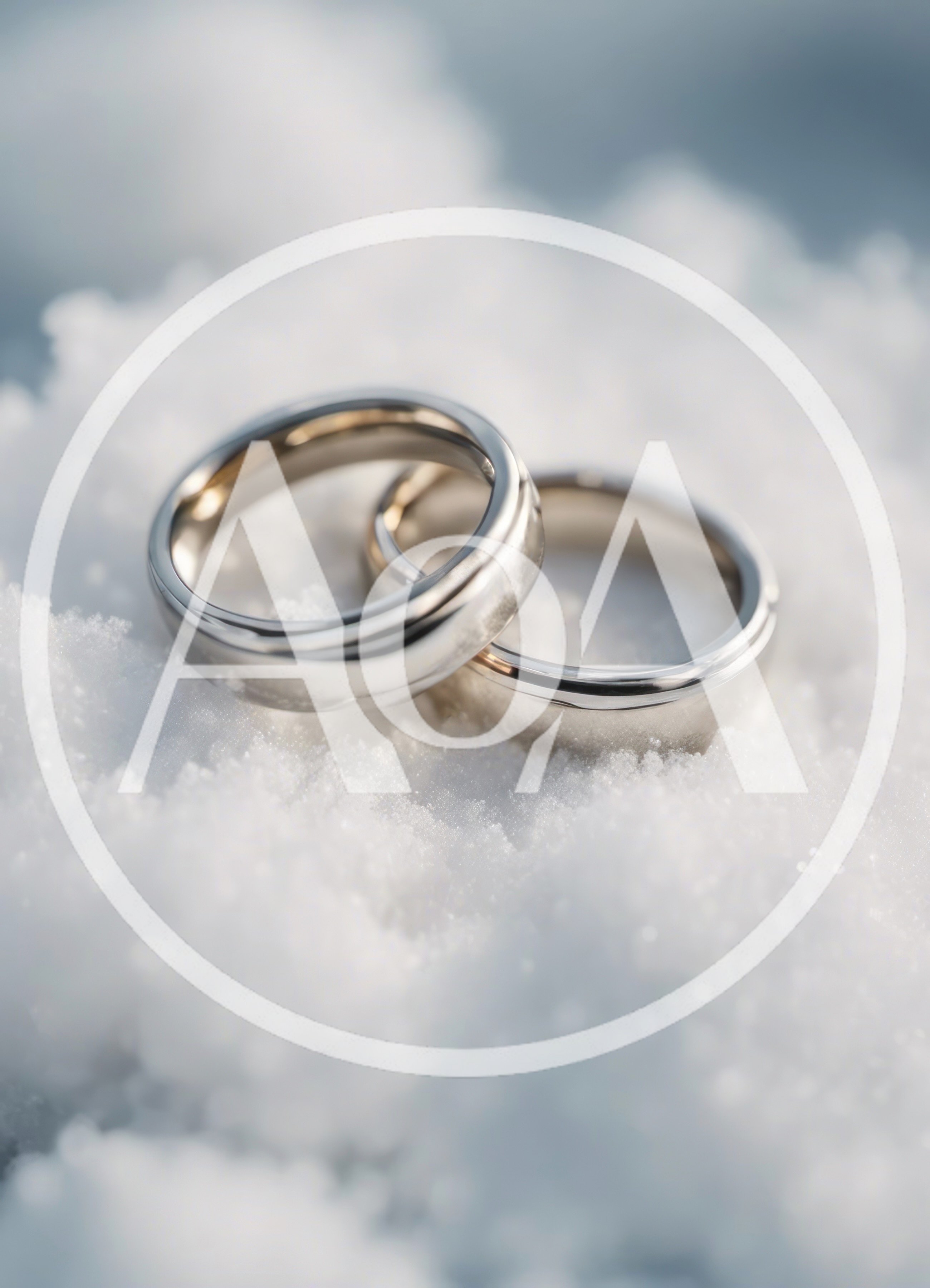 Two Silver Wedding Rings Resting On Fresh White Snow