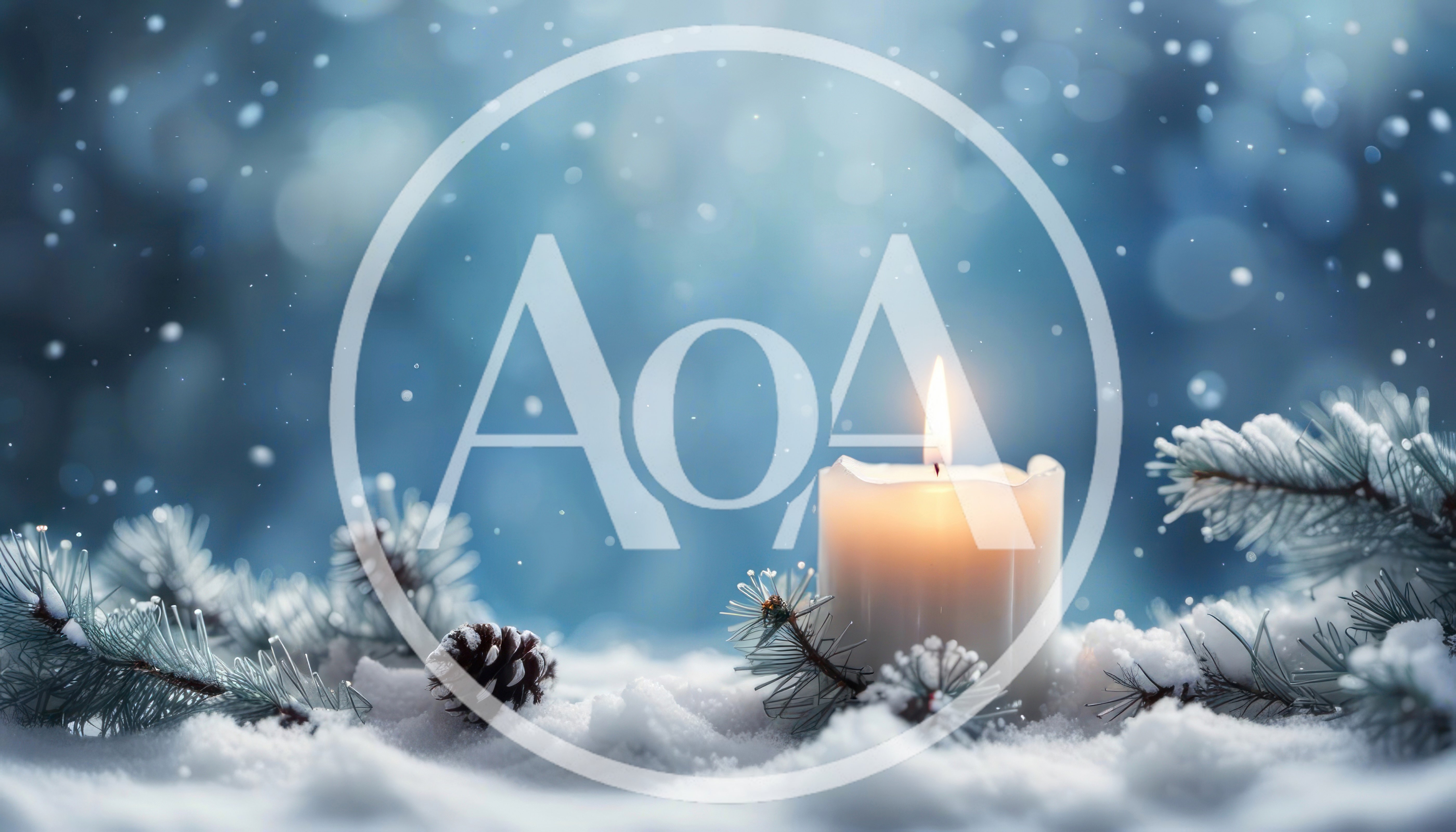 Lit Christmas Candle With Pine Branches In Snow
