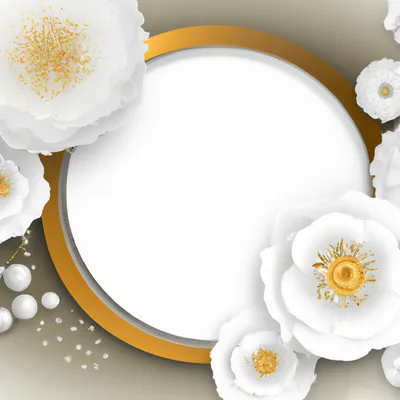 Elegant White Floral Frame With Gold Border