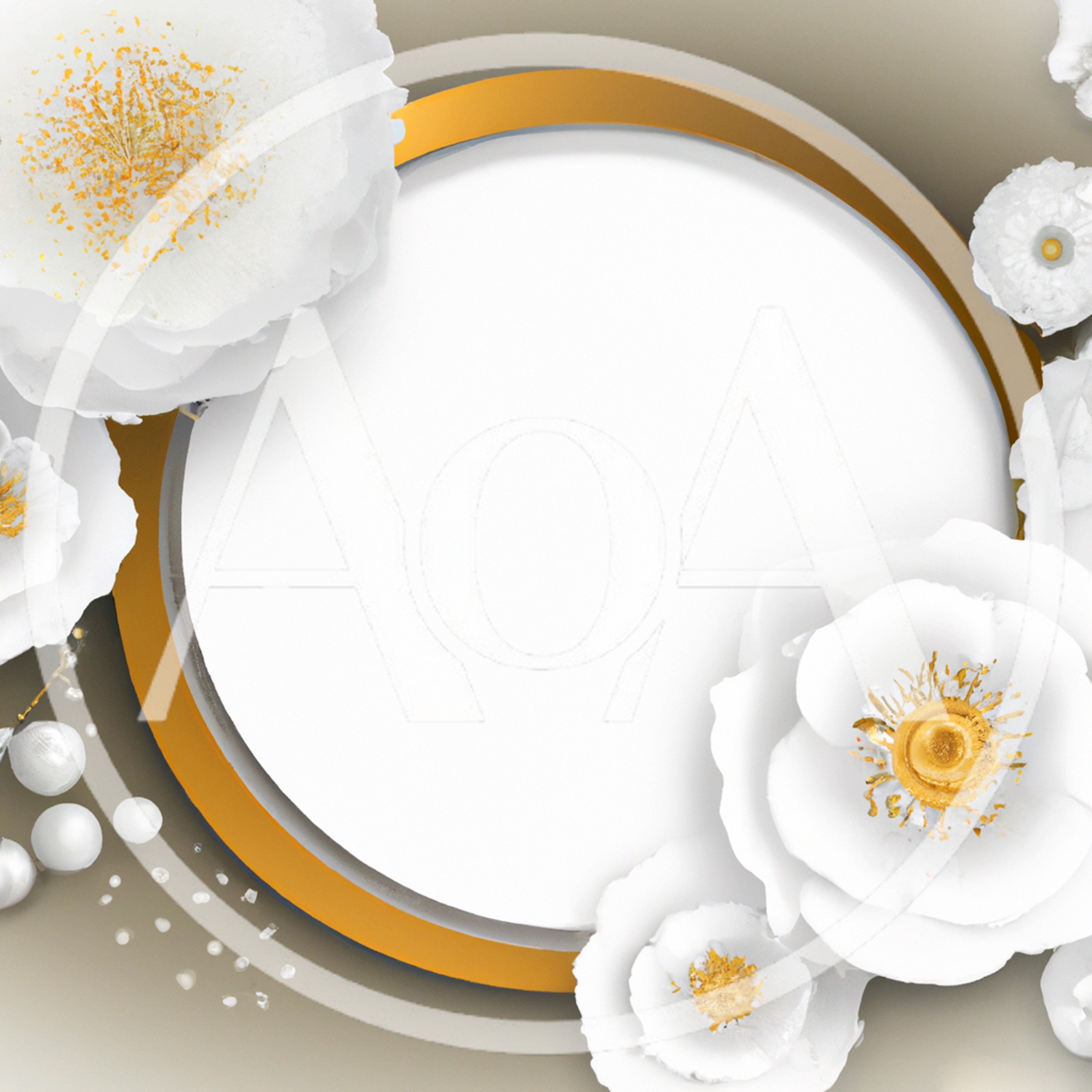 Elegant White Floral Frame With Gold Border
