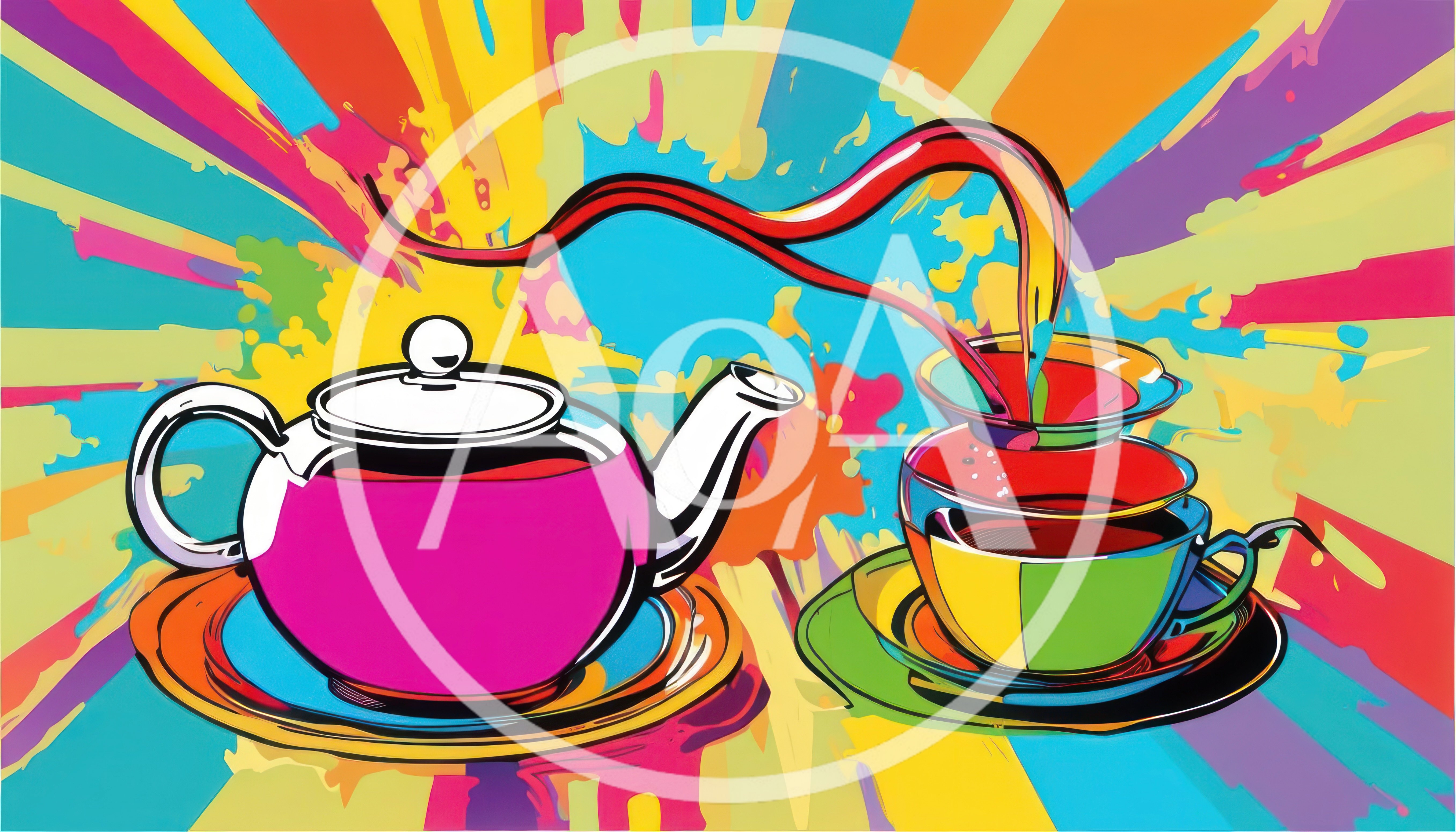 Pop Art Illustration Of A Teapot Pouring Tea