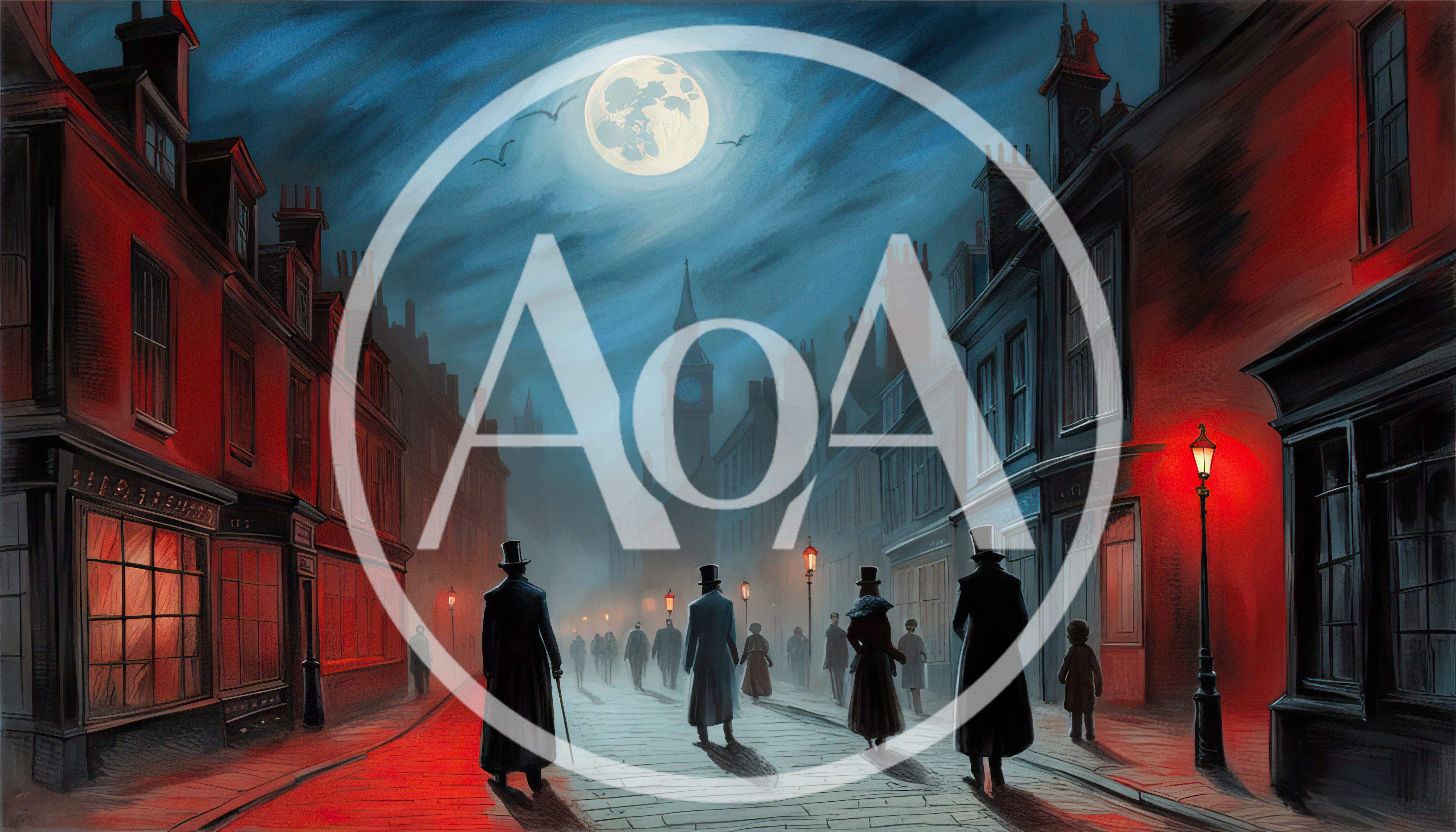 Victorian London Street Scene Under Full Moon