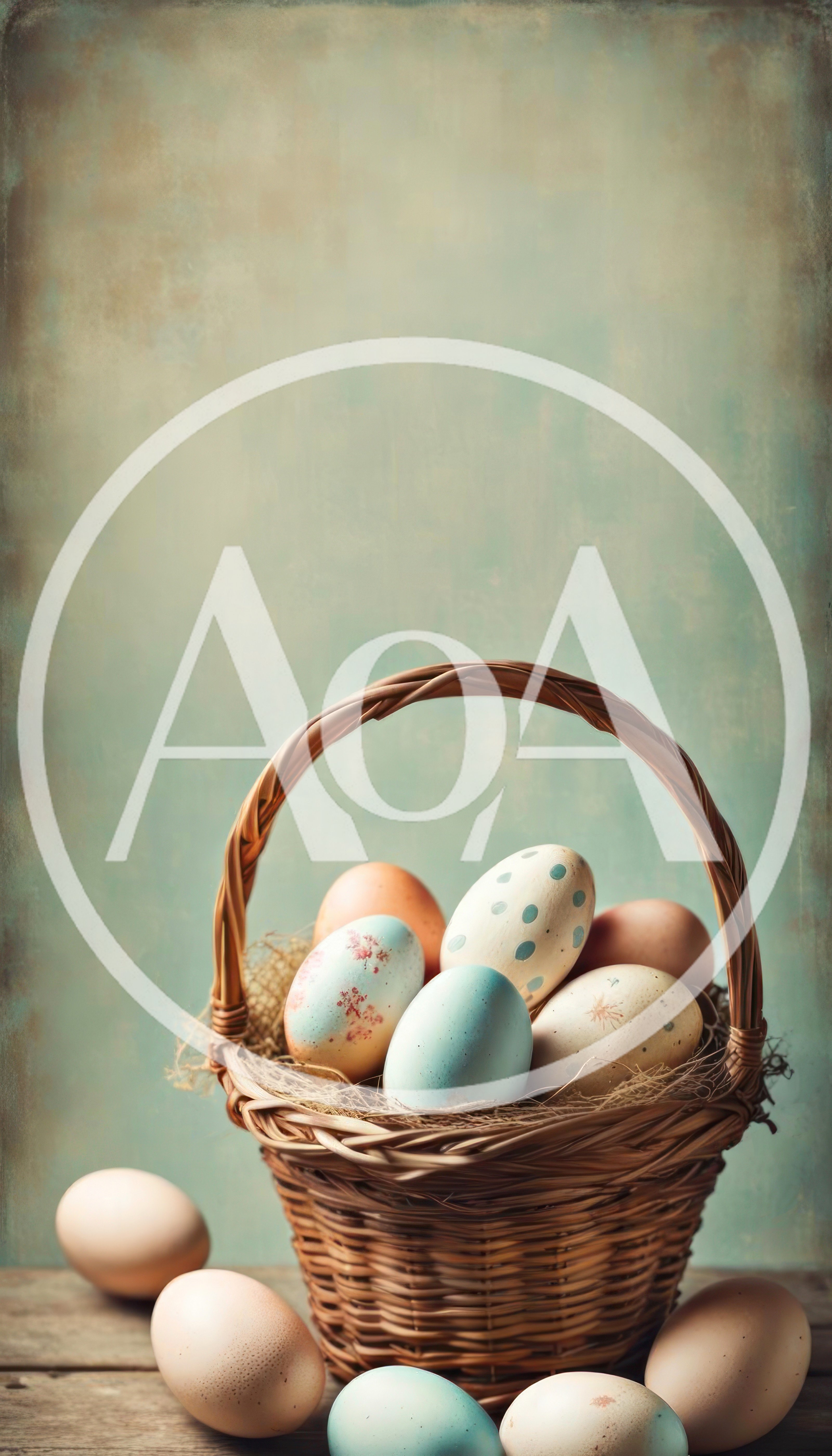 Easter Eggs In A Woven Basket