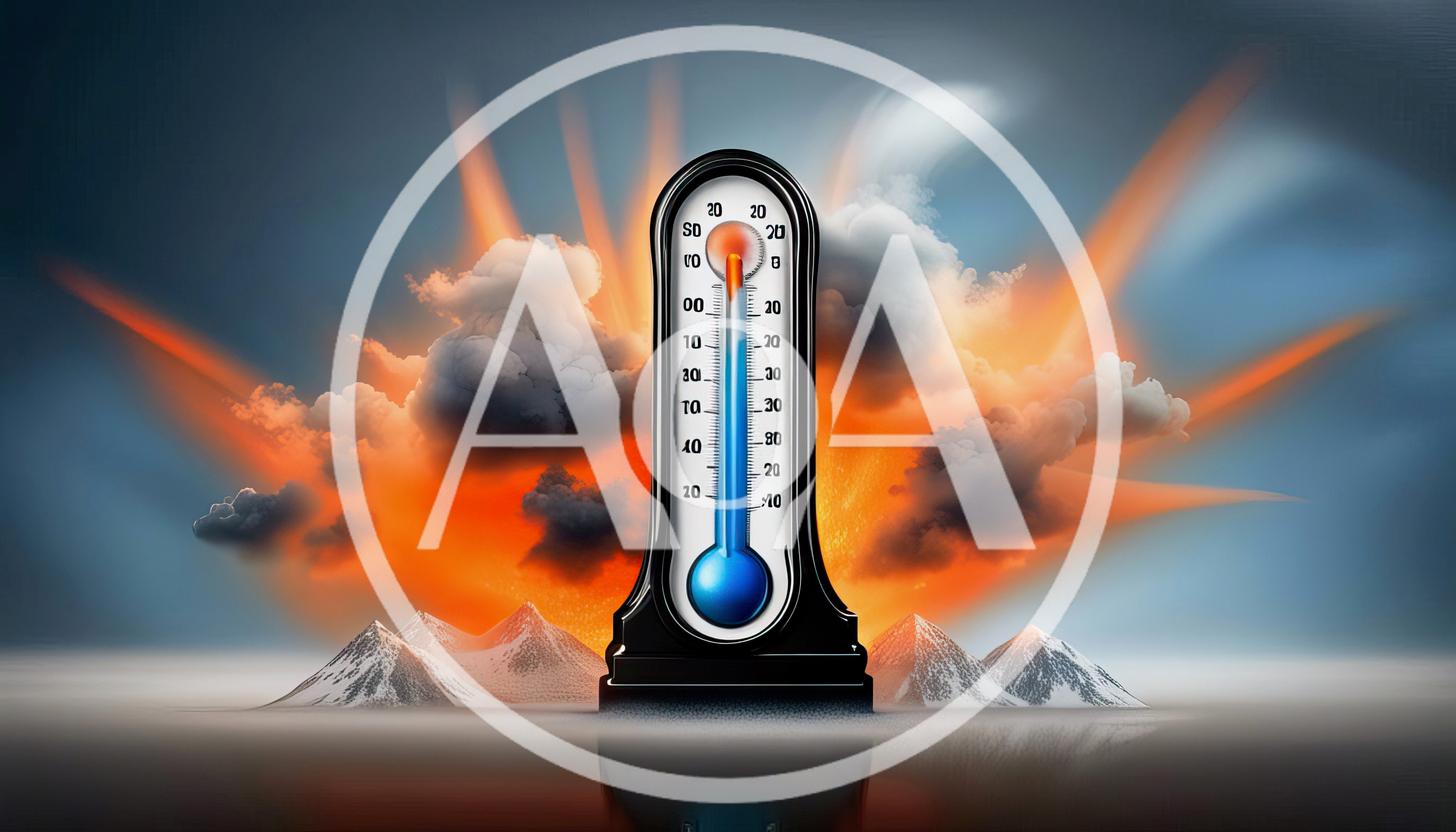Thermometer Against A Fiery Volcanic Background