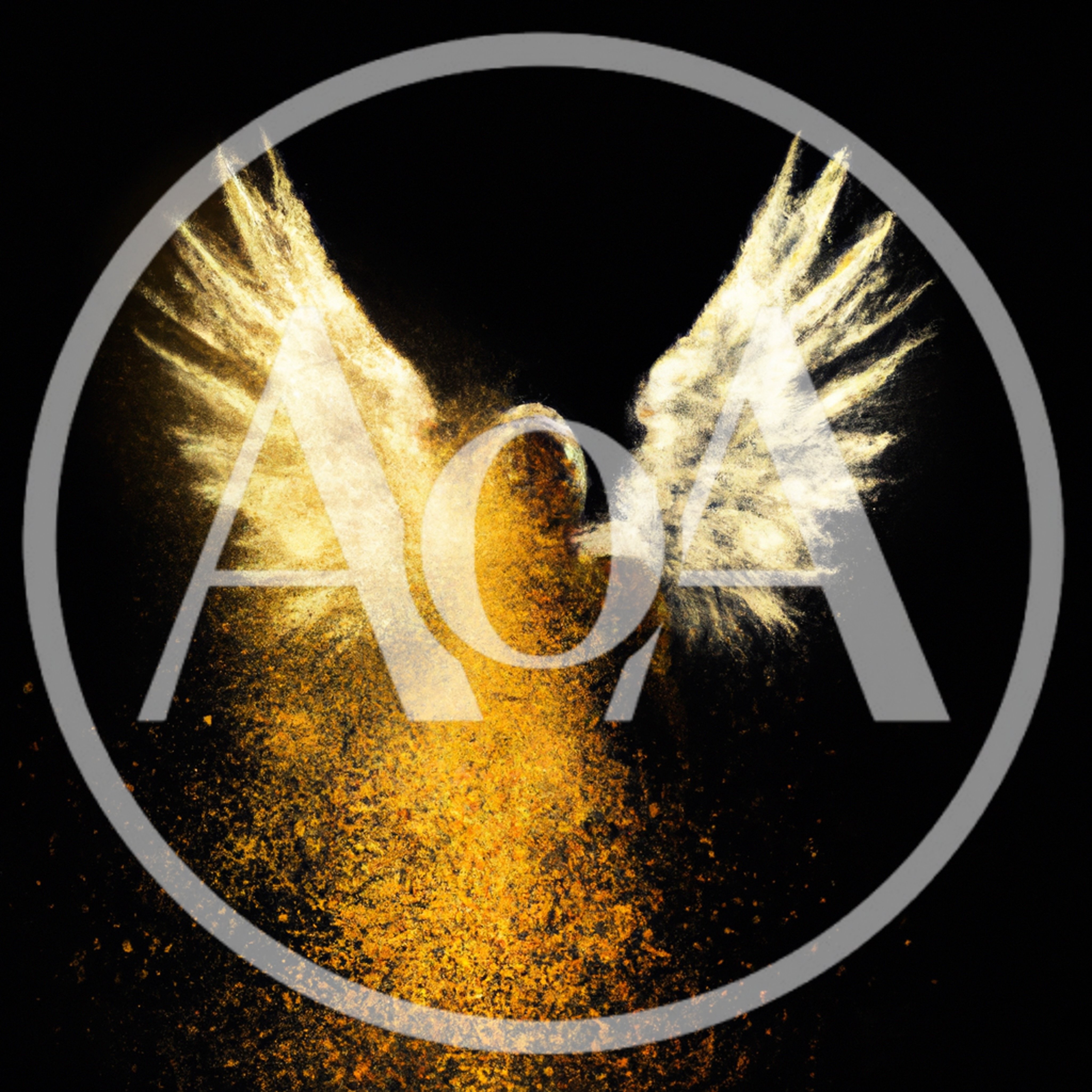 Golden Angel Silhouette Formed From Exploding Powder