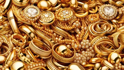 Collection Of Luxurious Gold Jewelry And Diamond Accessories