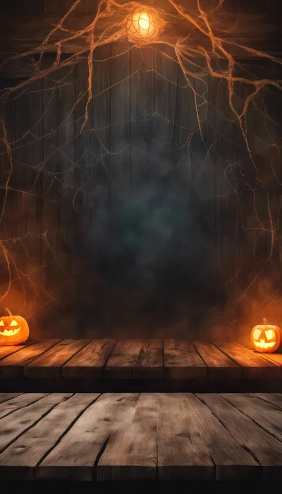 Halloween Background With Jack O Lanterns And Cobwebs