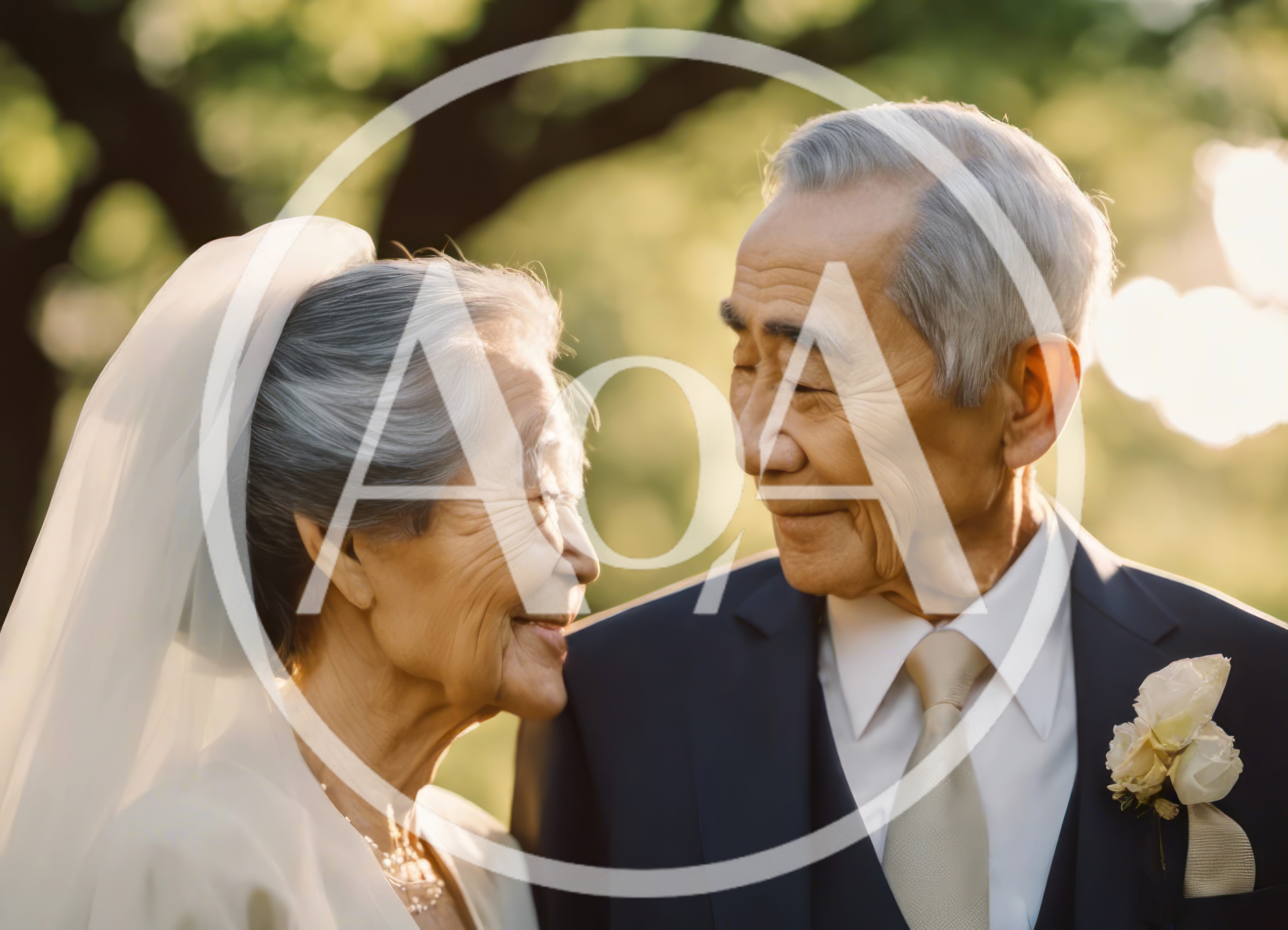 Elderly Asian Couple Celebrating Their Wedding Anniversary