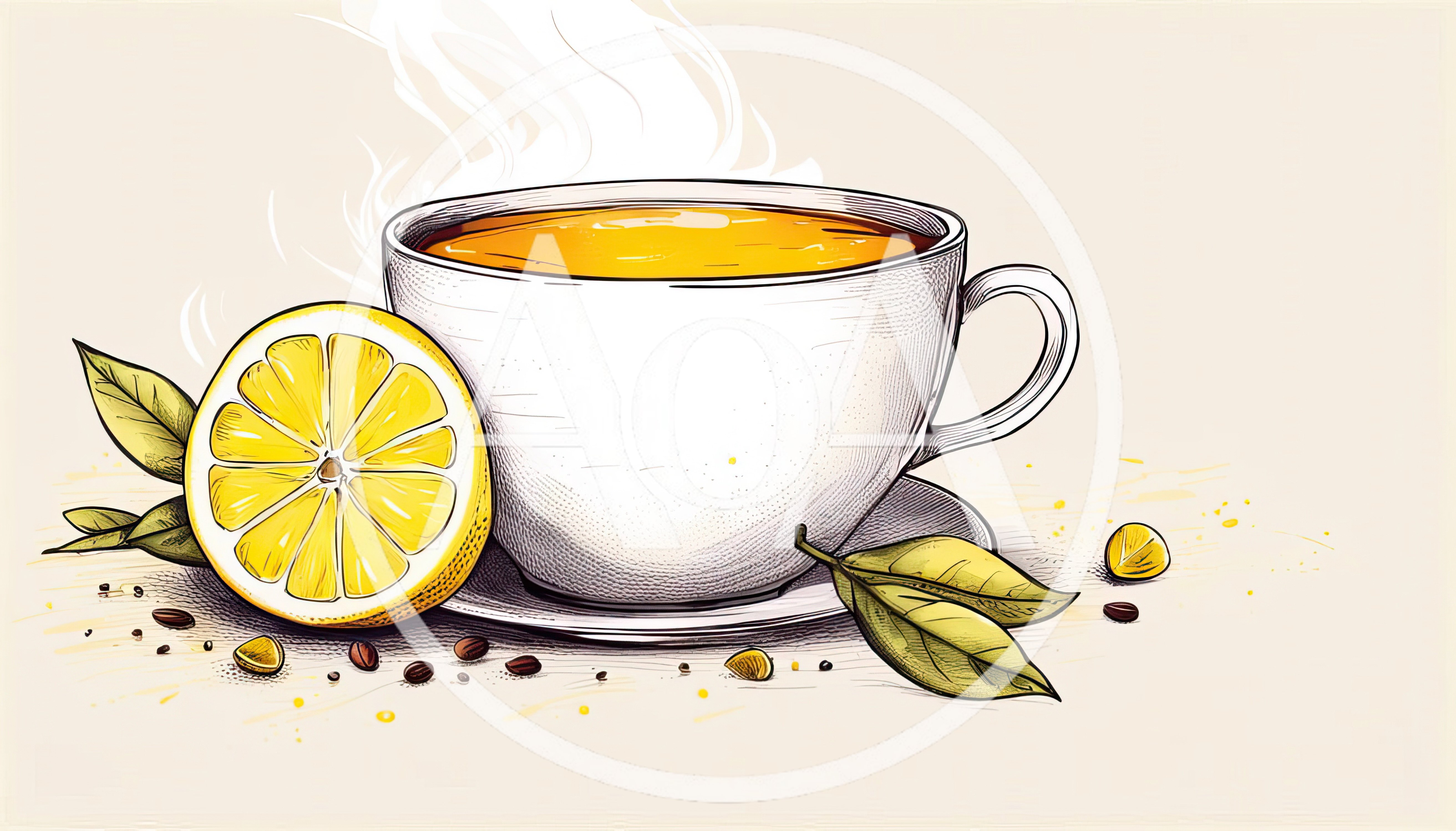 Steaming Cup Of Lemon Tea With Fresh Citrus