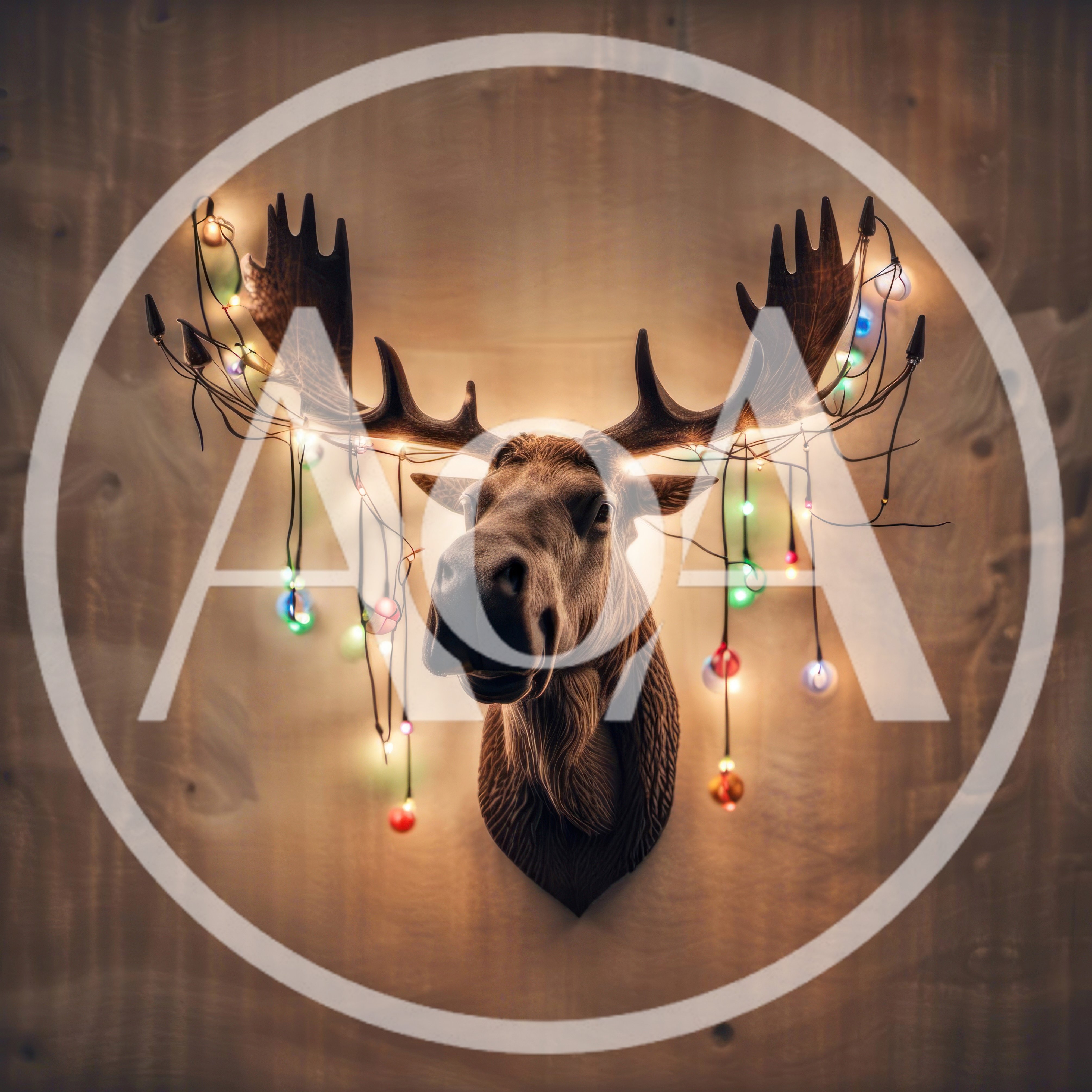 Moose Head Wall Mount Decorated With Christmas Lights