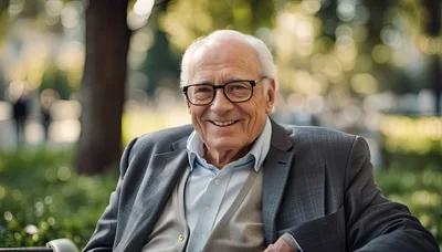 Portrait Of A Smiling Elderly Man In A Park
