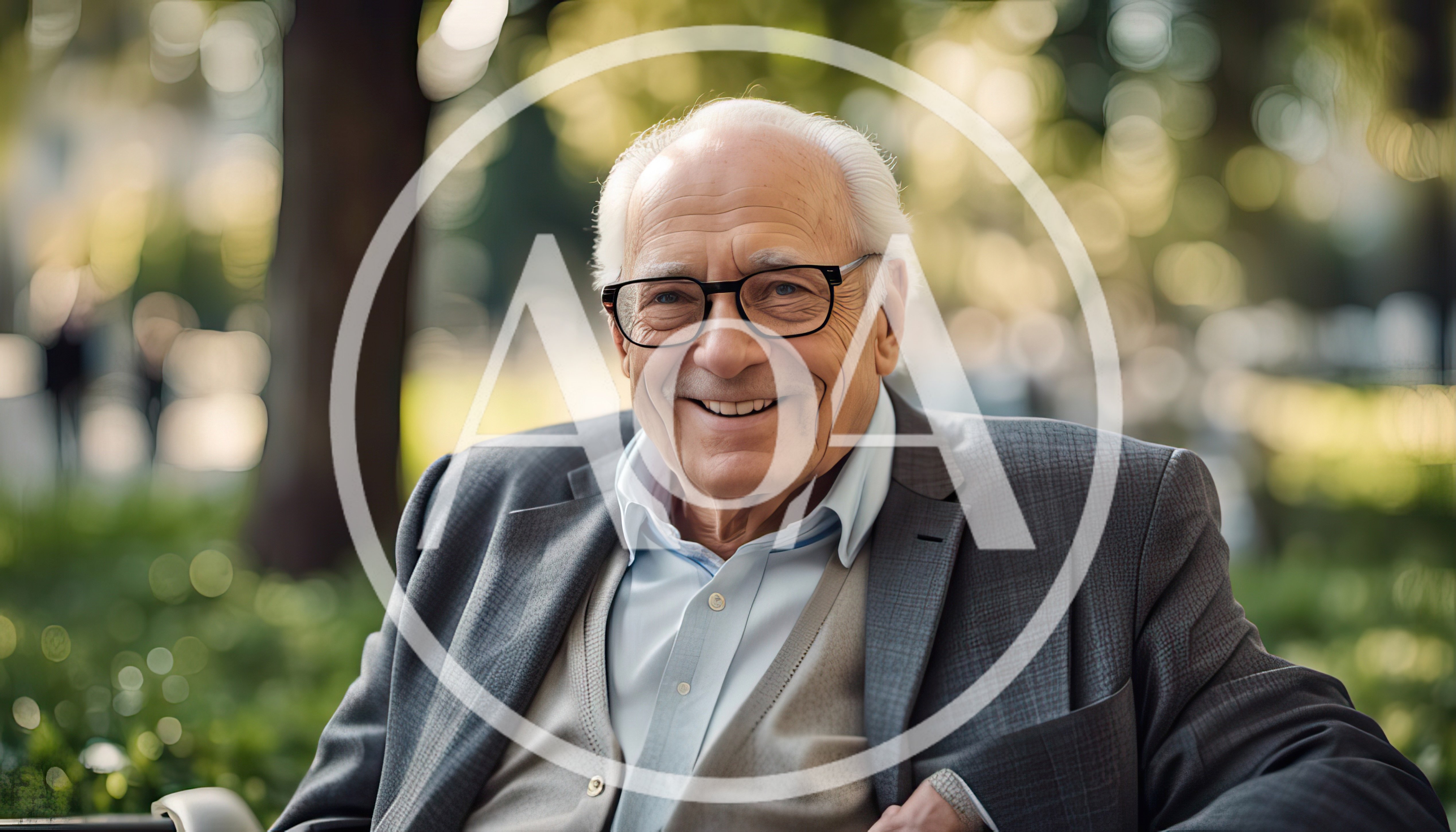 Portrait Of A Smiling Elderly Man In A Park