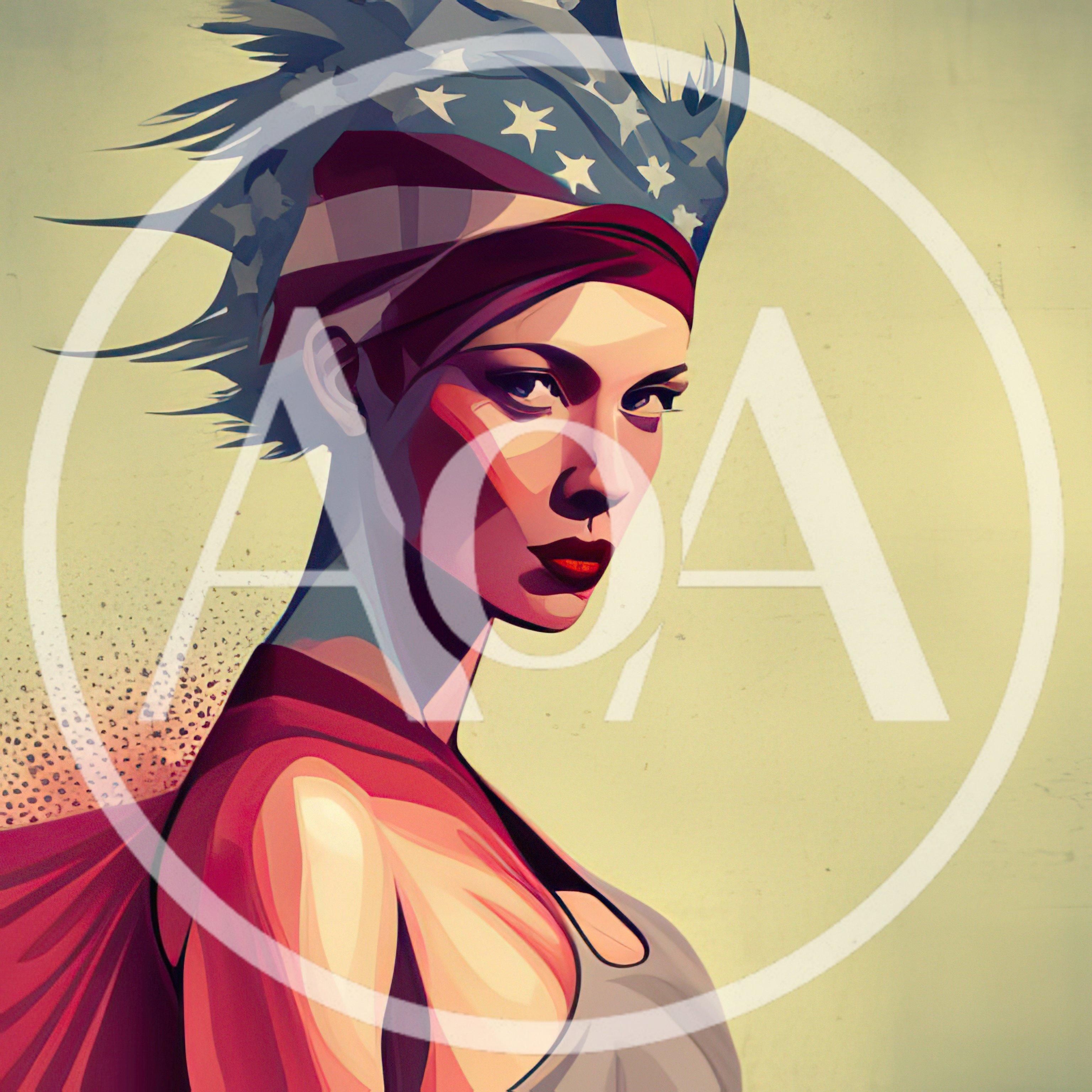Stylized Portrait Of A Woman With American Flag Hair