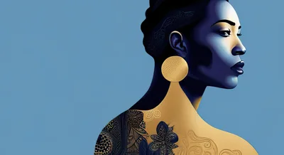 Stylized Portrait Of A Woman With Intricate Body Art