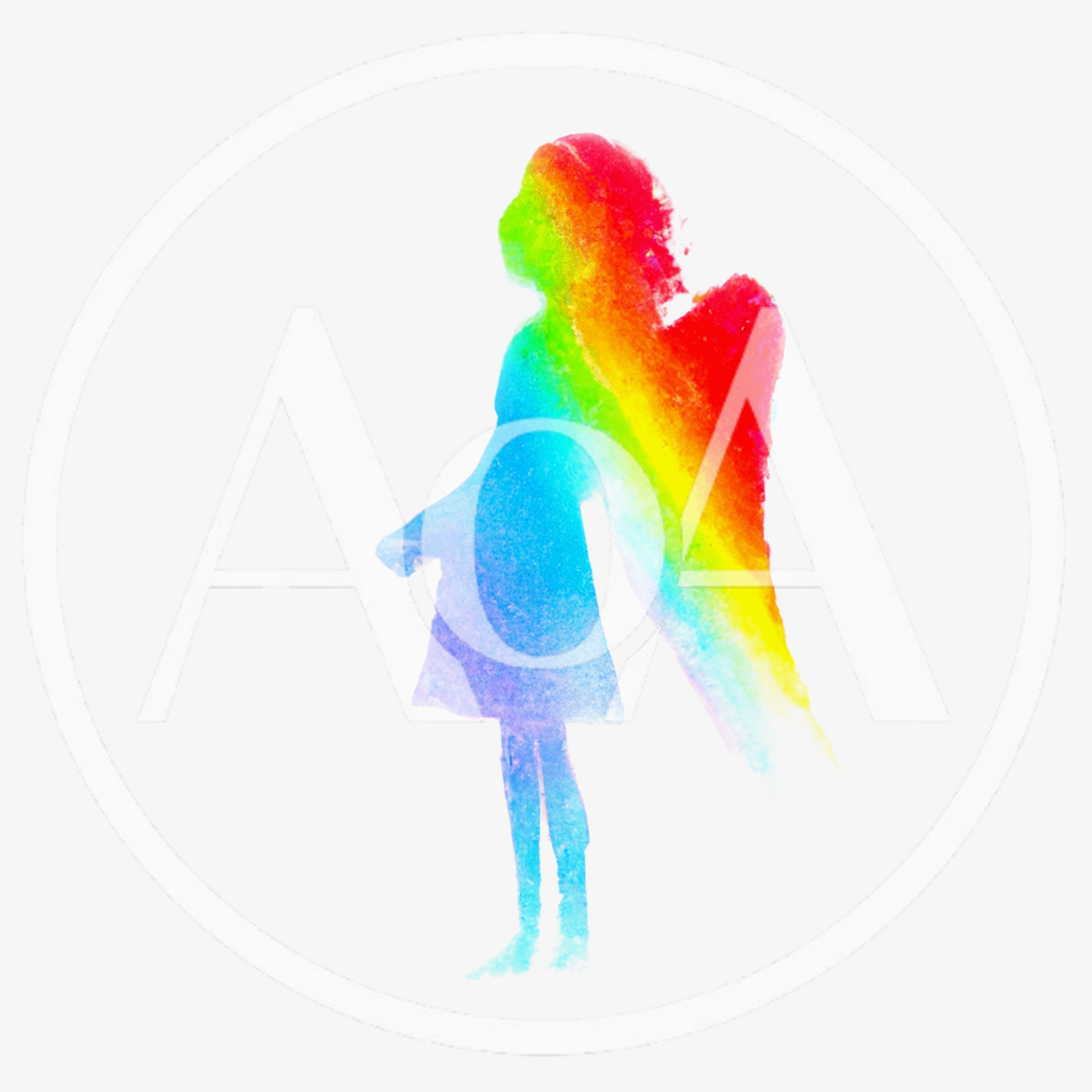 Watercolor Silhouette Of A Young Girl With Angel Wings