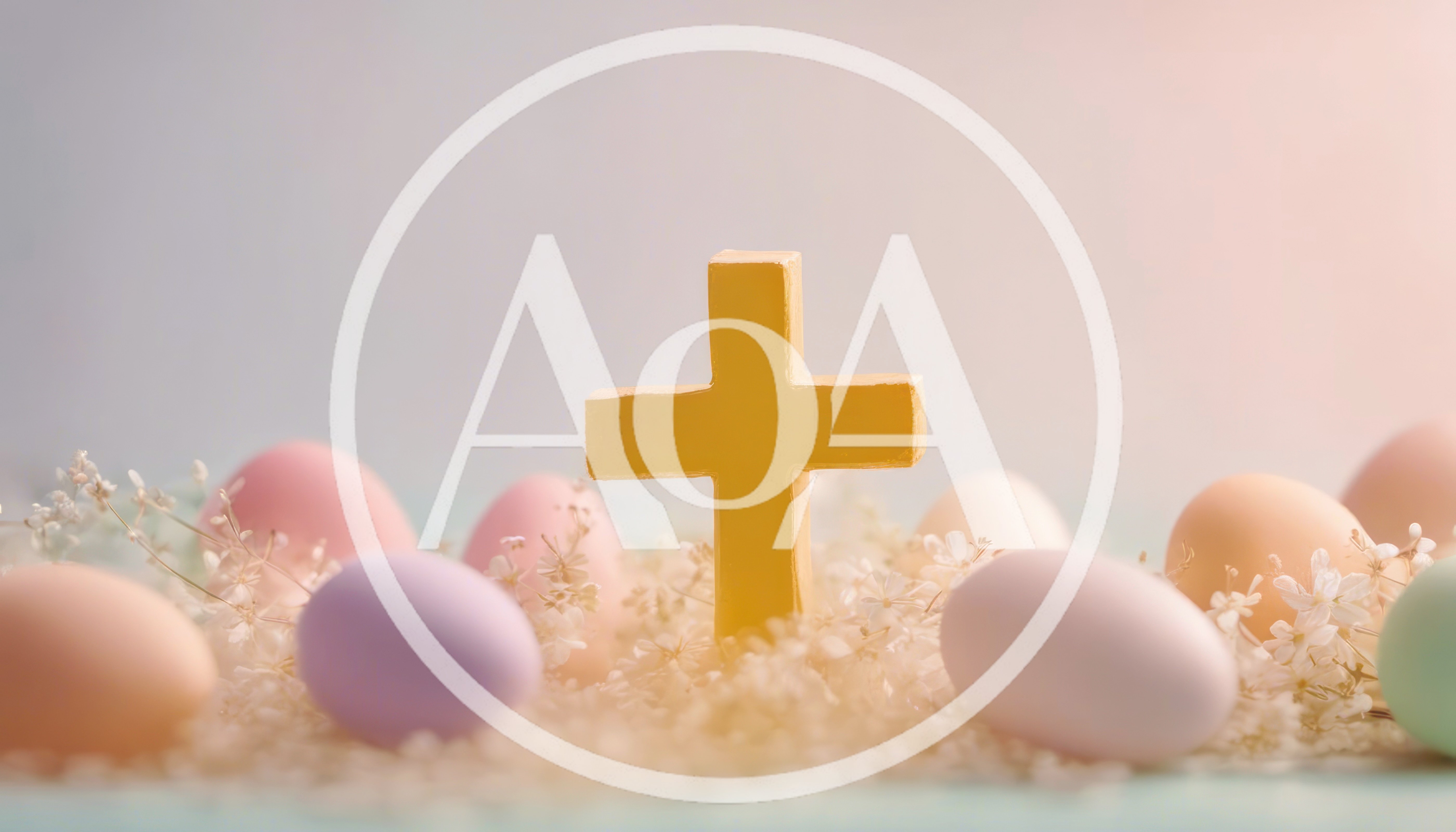 Yellow Cross Surrounded By Pastel Easter Eggs