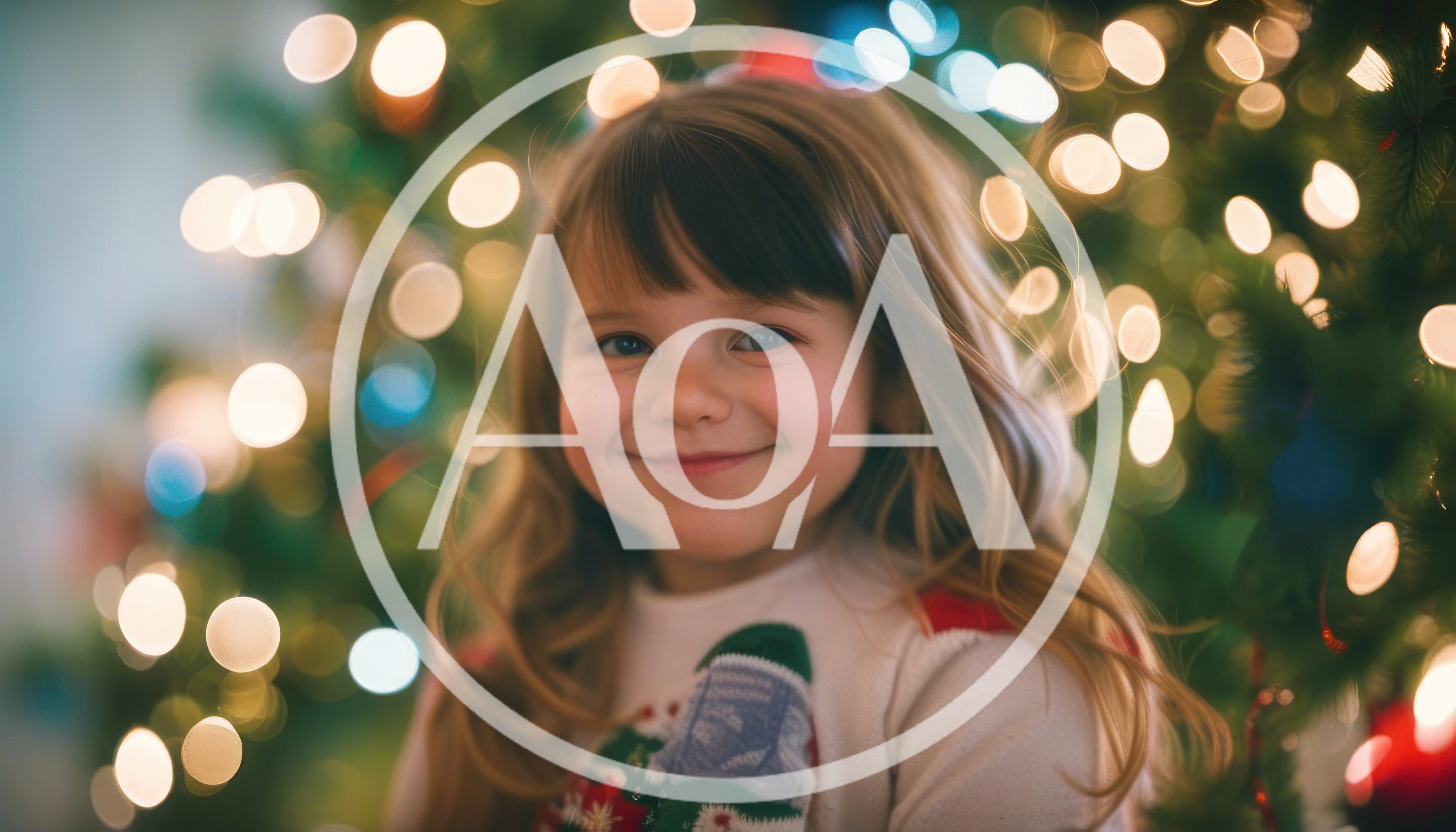 Portrait of a Smiling Young Girl by Christmas Tree