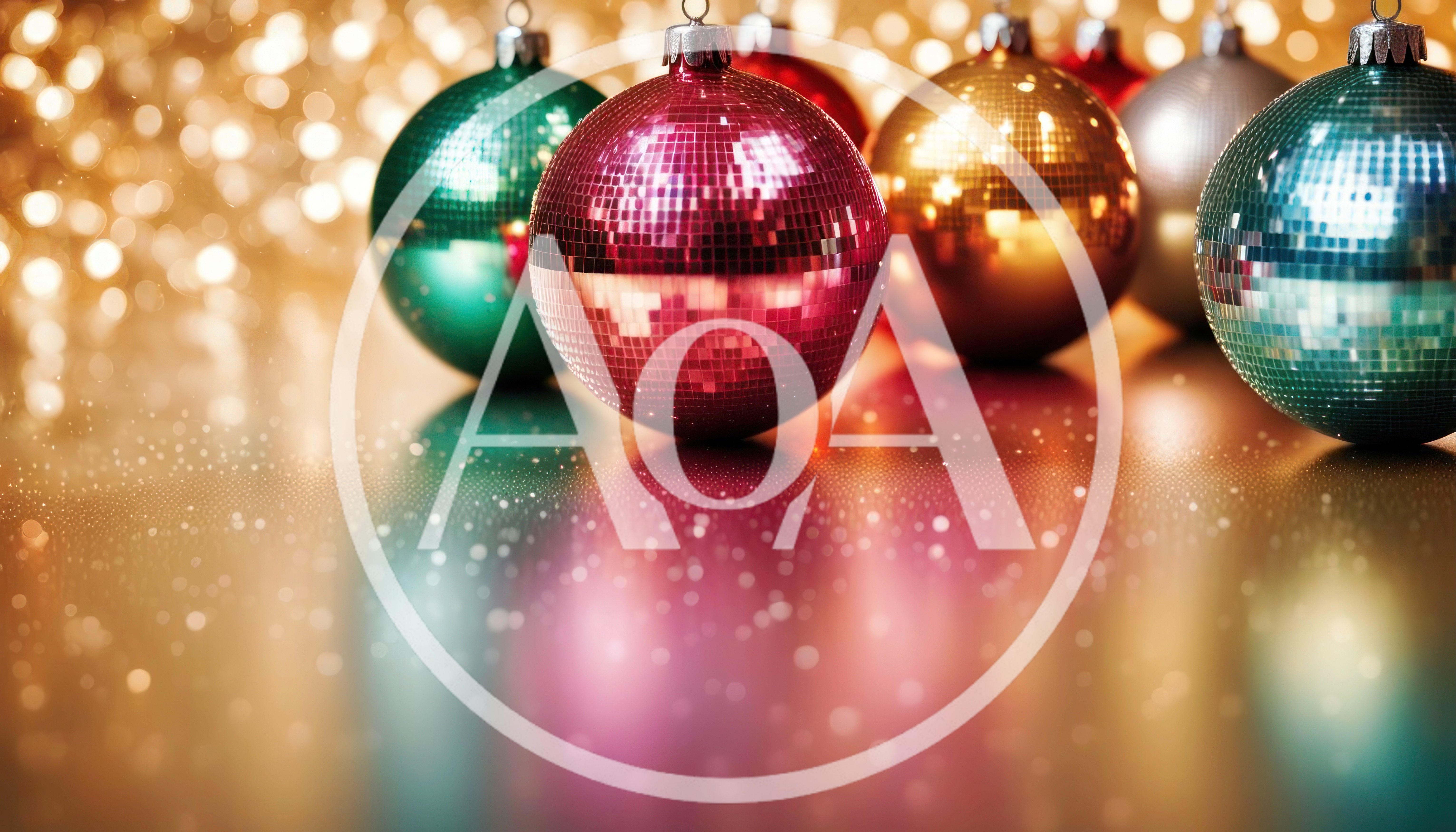 Shiny Disco Ball Christmas Ornaments on Reflective Surface