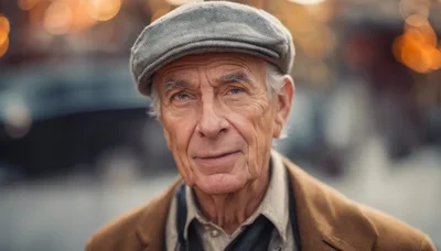 Portrait Of An Elderly Man Wearing A Flat Cap