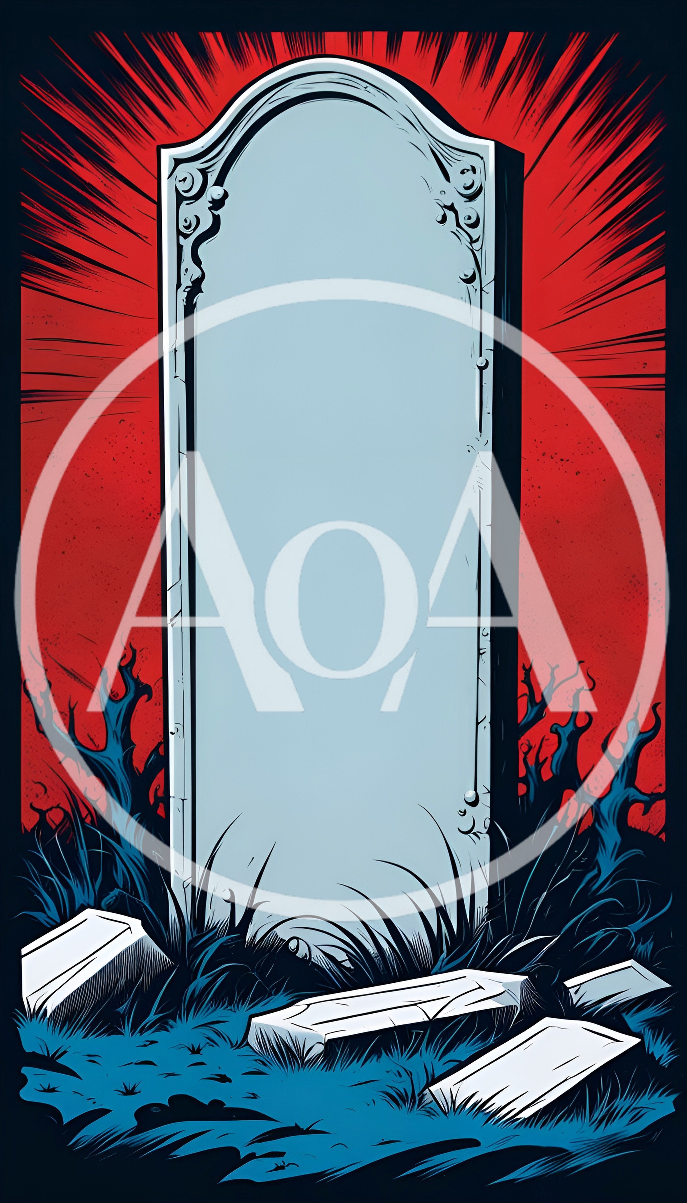 Comic Book Style Tombstone Illustration