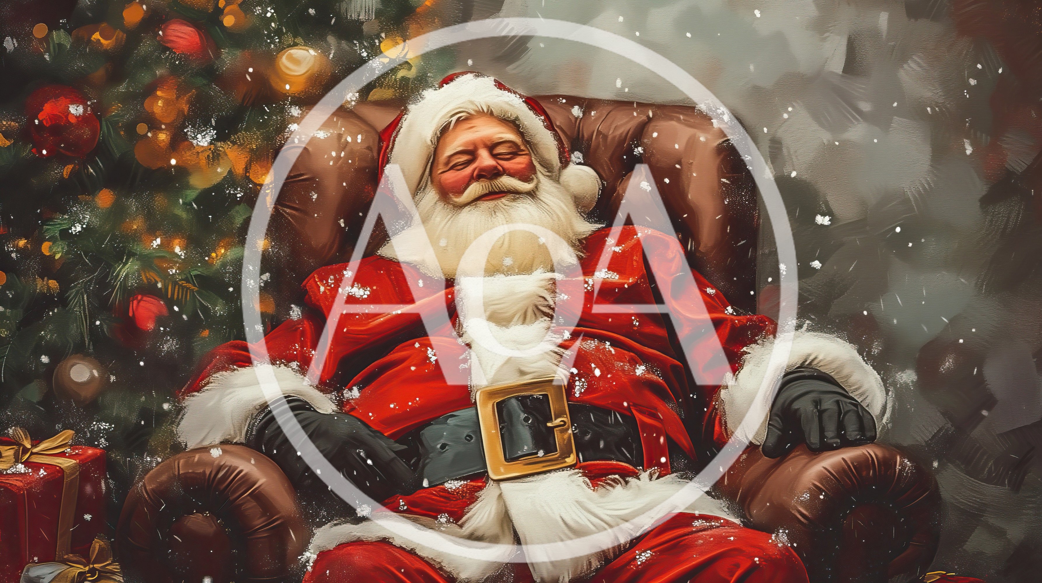Santa Claus Sleeping In A Leather Armchair