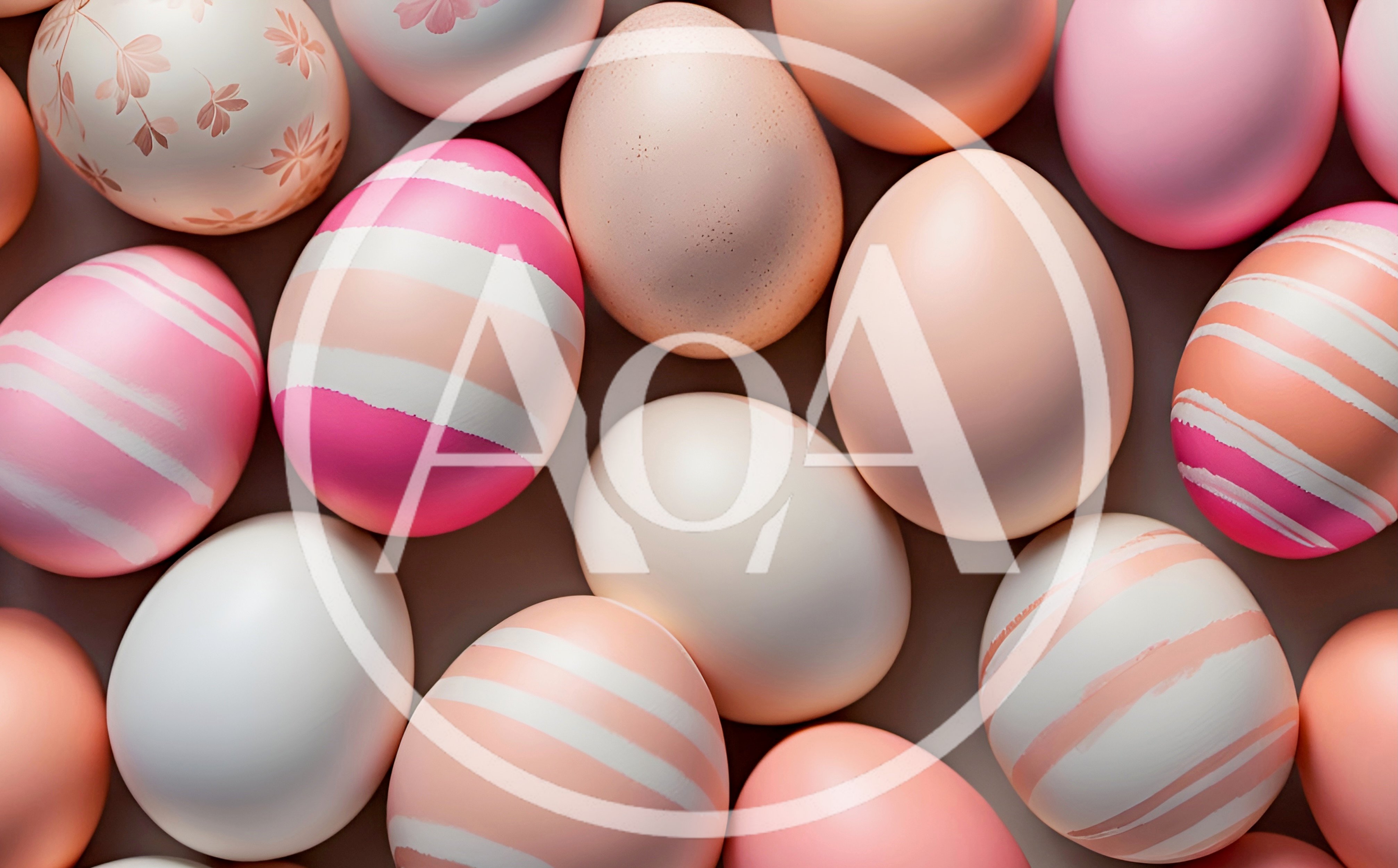 Assorted Pastel Easter Eggs on Neutral Background