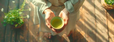 Person Holding A Cup Of Green Tea