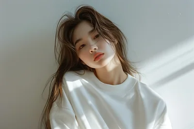 Portrait Of A Young Woman With Messy Hair