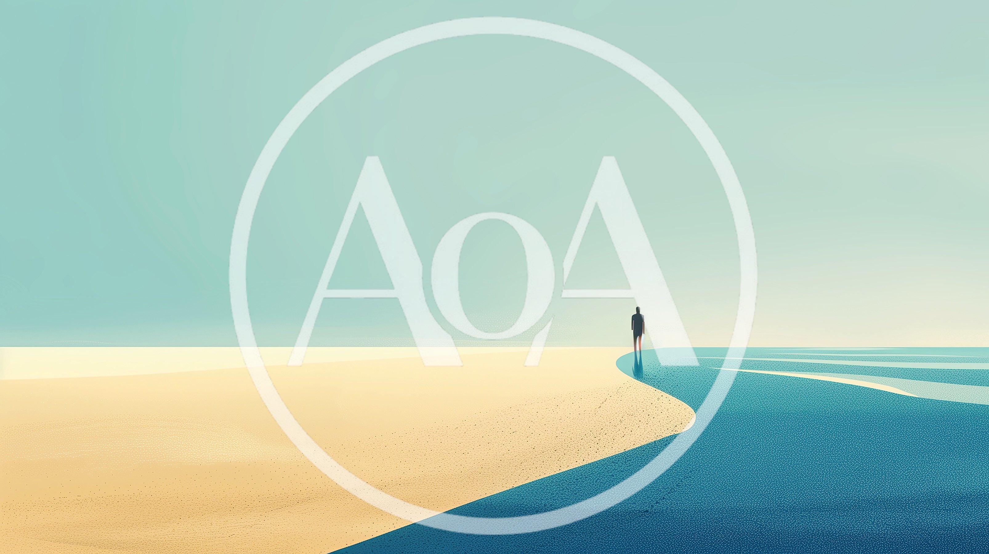 Minimalist Illustration Of A Lone Person On A Beach