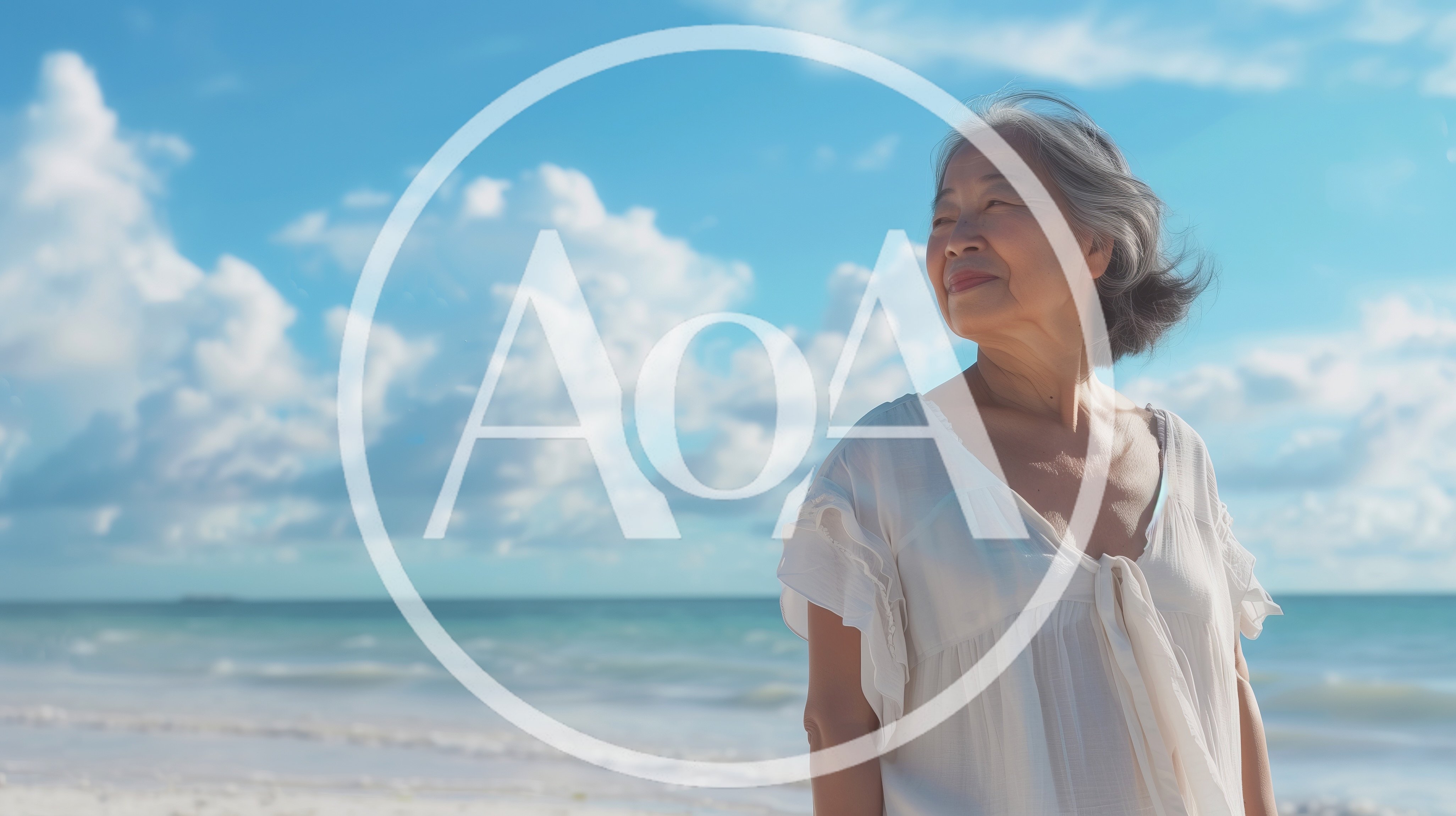 Senior Asian Woman Enjoying A Sunny Beach Day
