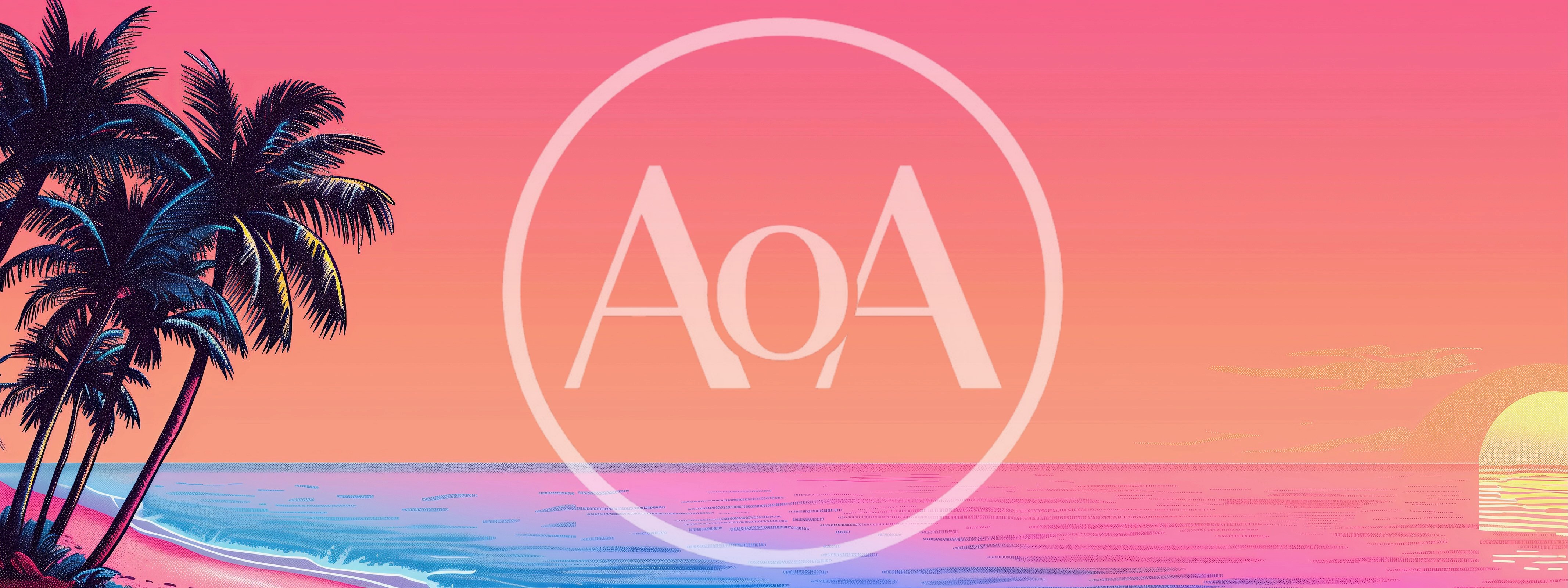 Retro Synthwave Style Tropical Beach Sunset Illustration