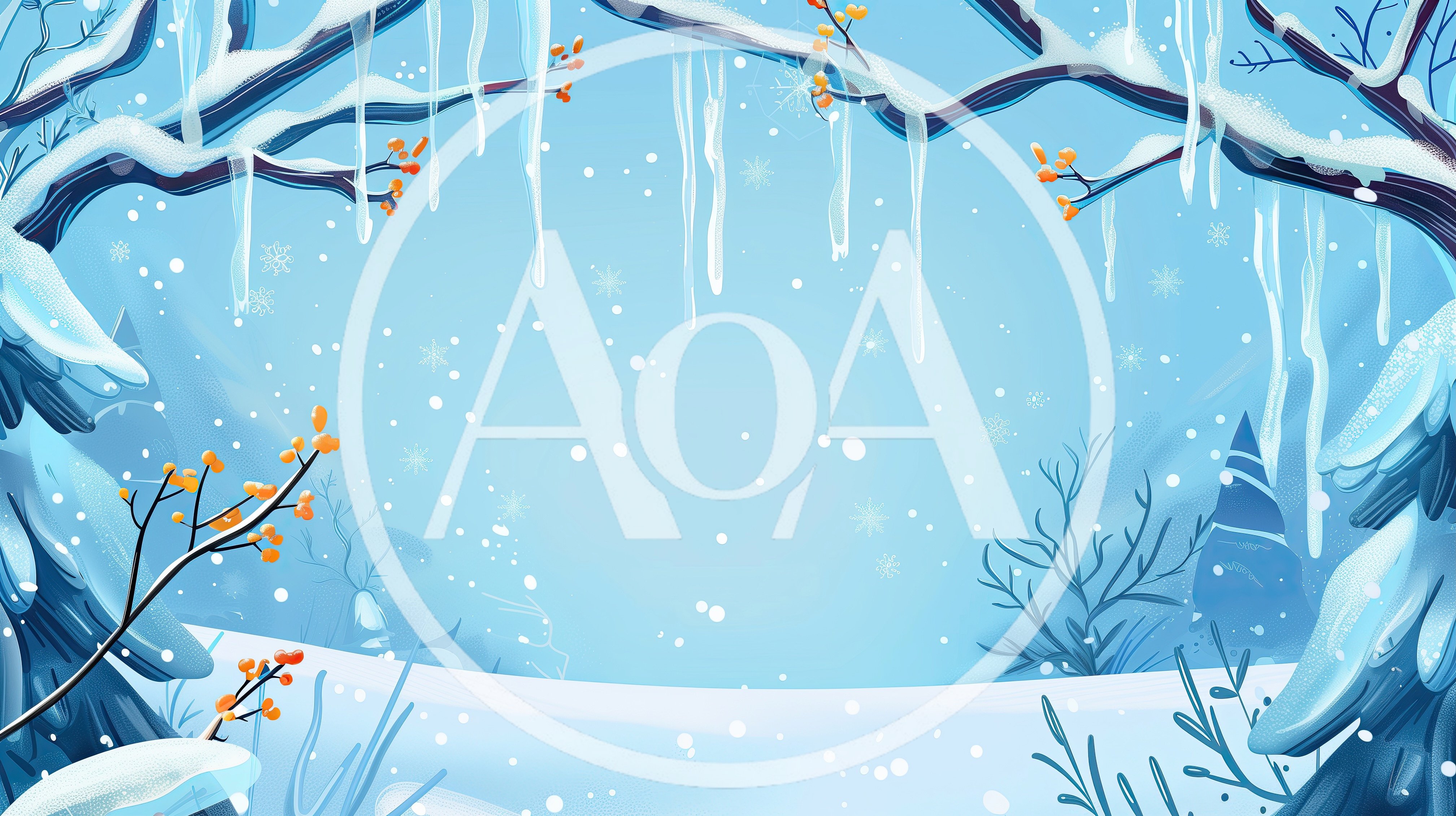 Winter Forest Landscape With Icicles And Snow