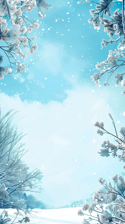 Winter Forest Landscape With Falling Snow