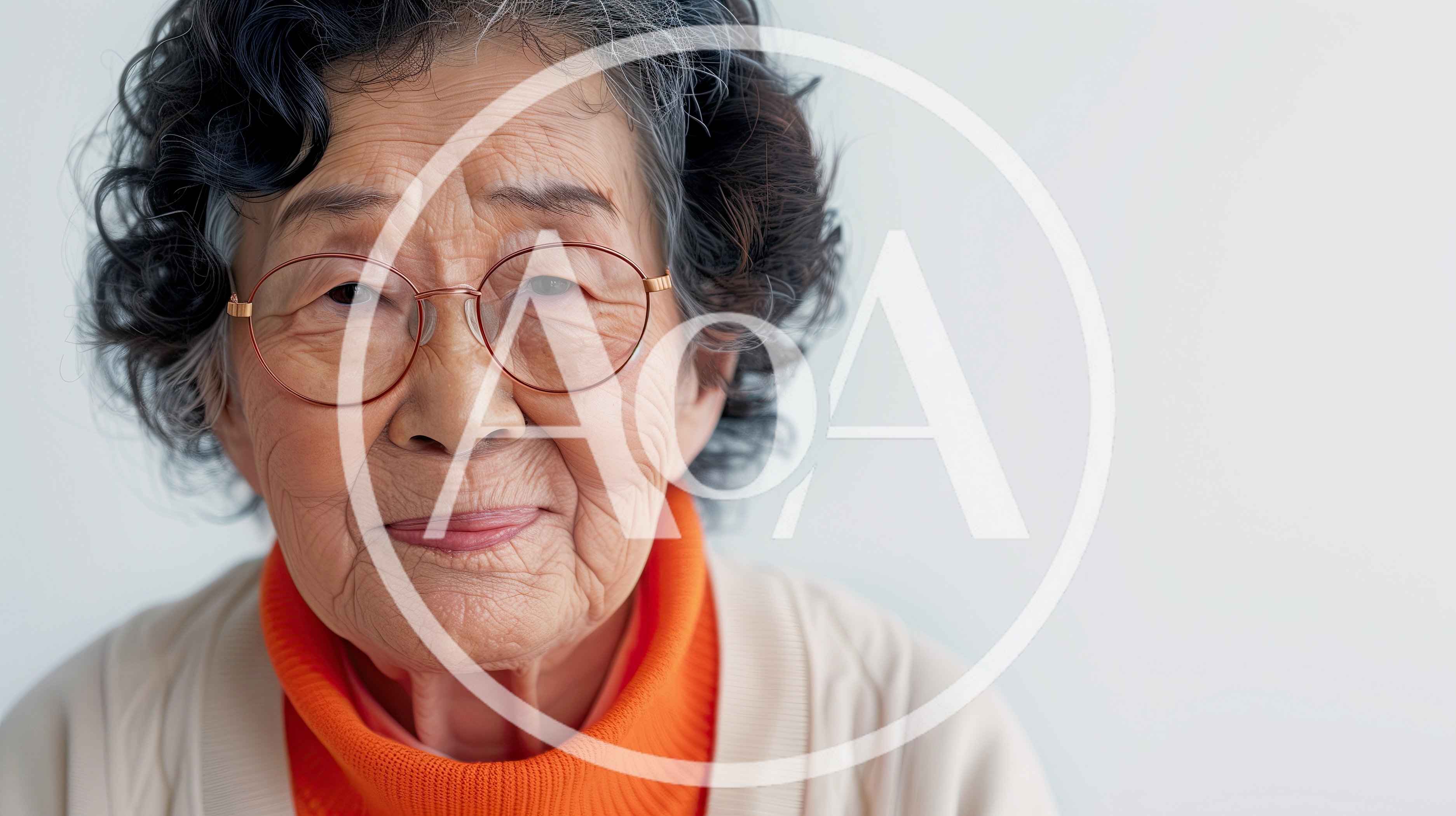 Portrait Of An Elderly Asian Woman Wearing Glasses
