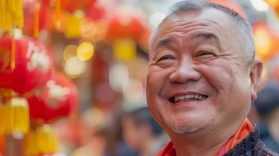 Portrait of a Smiling Elderly Asian Man