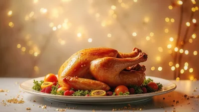 Roasted Thanksgiving Turkey On A Festive Platter