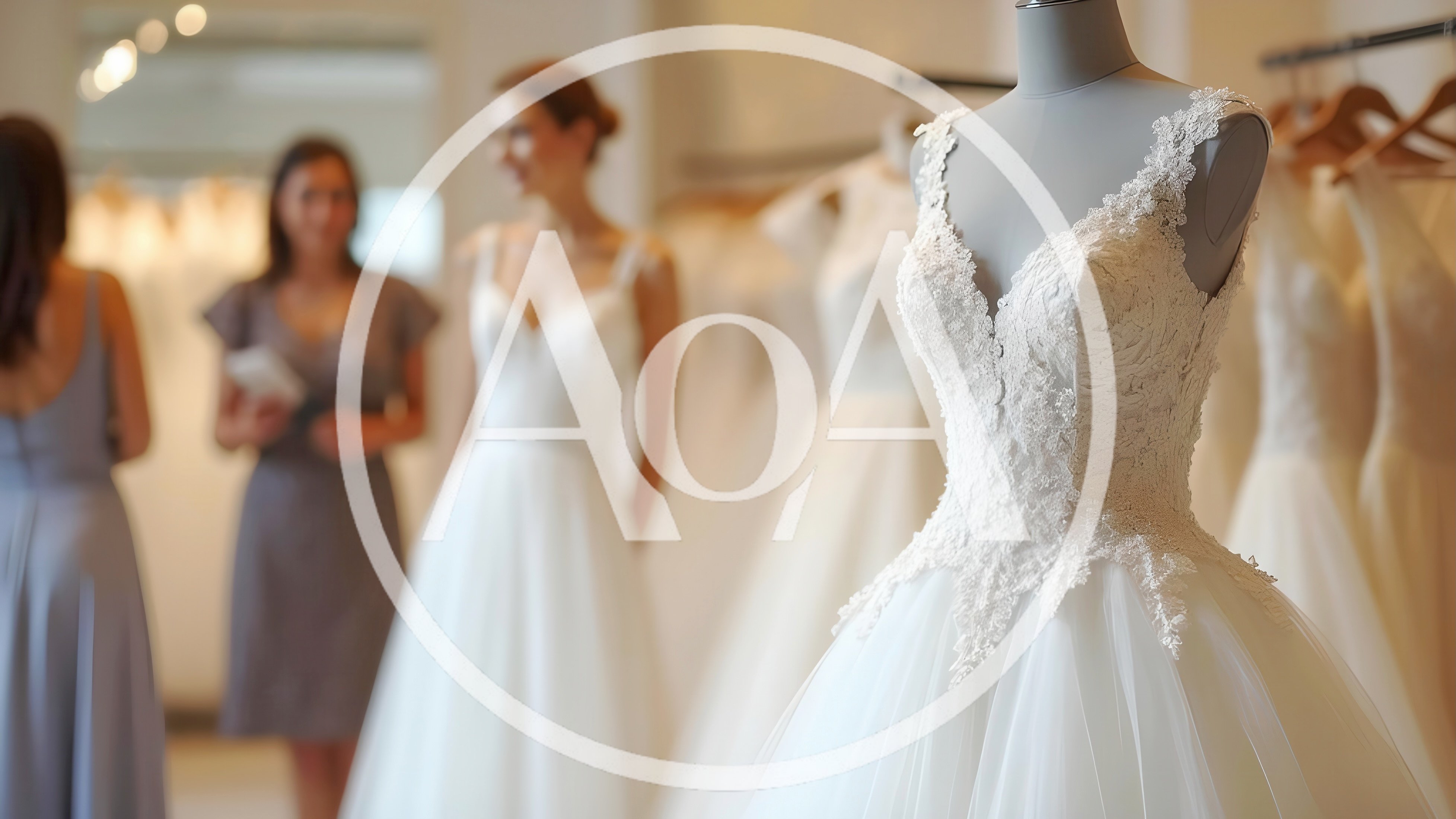 Wedding Dress Display In A Bridal Boutique