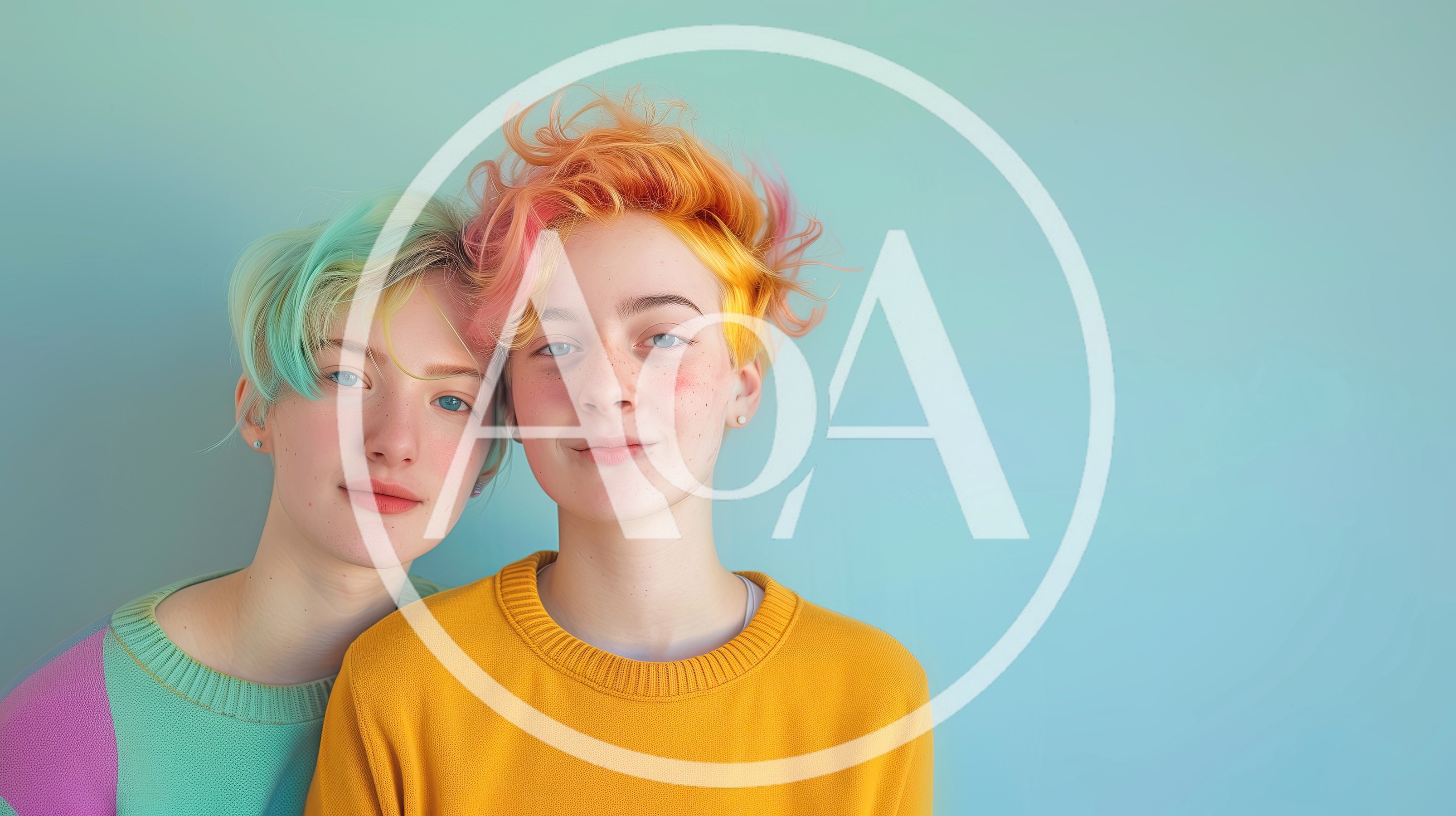 Two Young People With Colorful Hair Posing Together