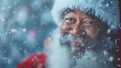 Close Up Portrait Of A Smiling African American Santa