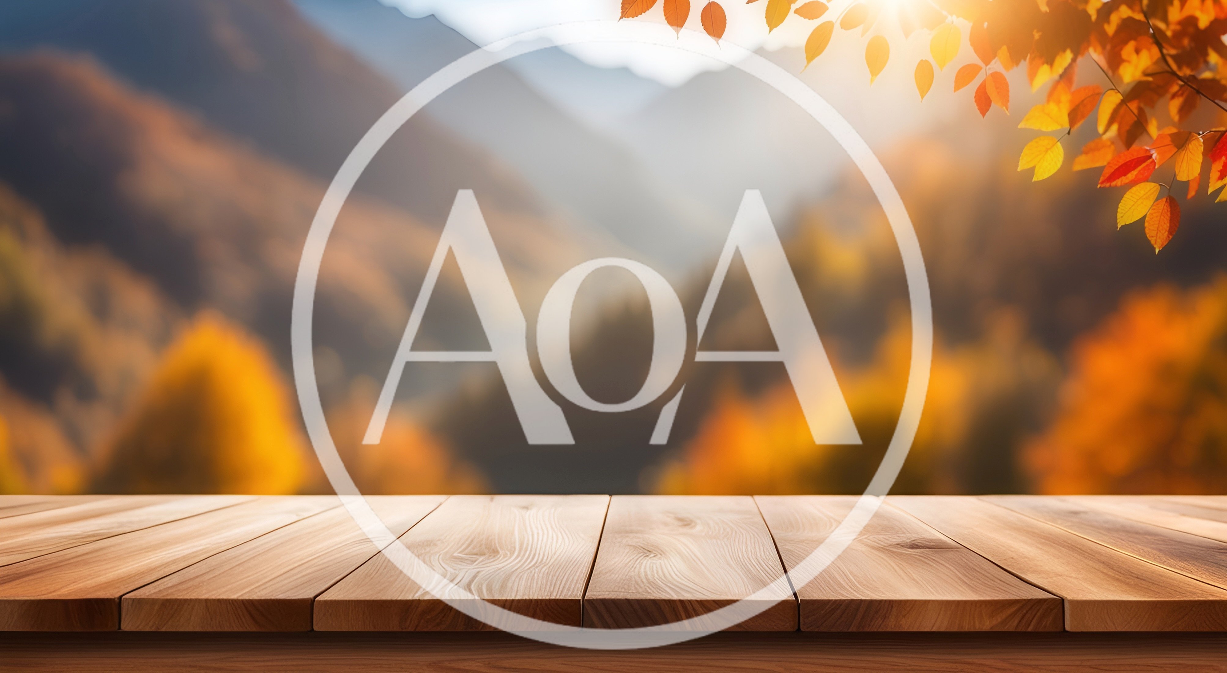 Empty Wooden Table With Blurred Autumn Mountain Background