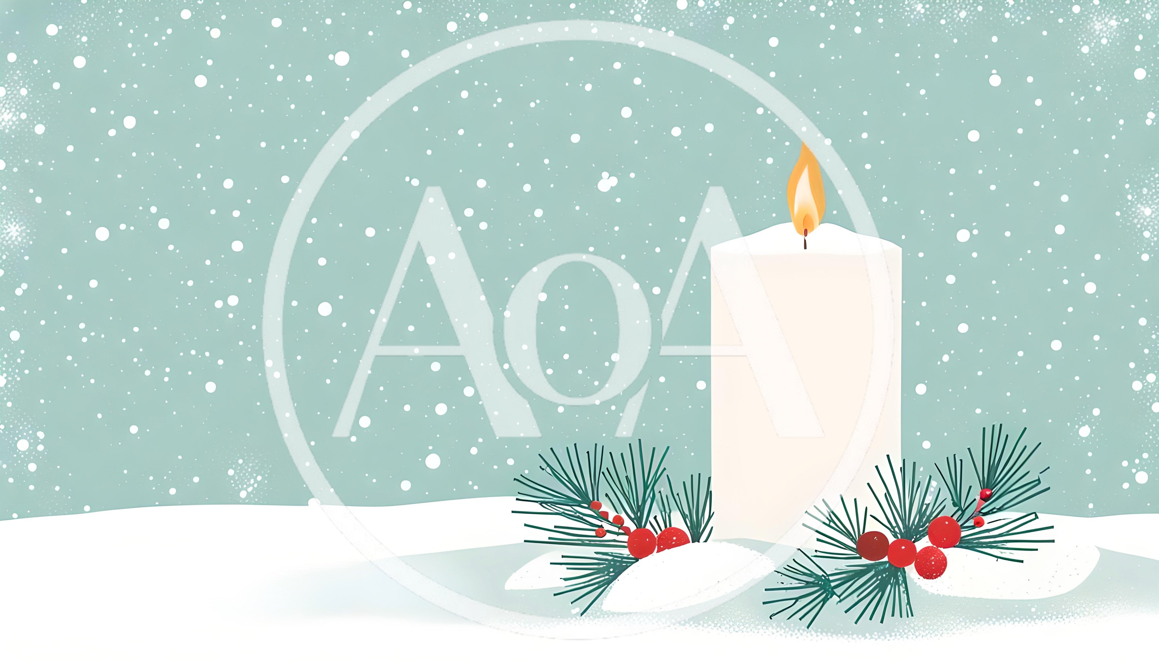 Christmas Candle With Pine Branches And Berries