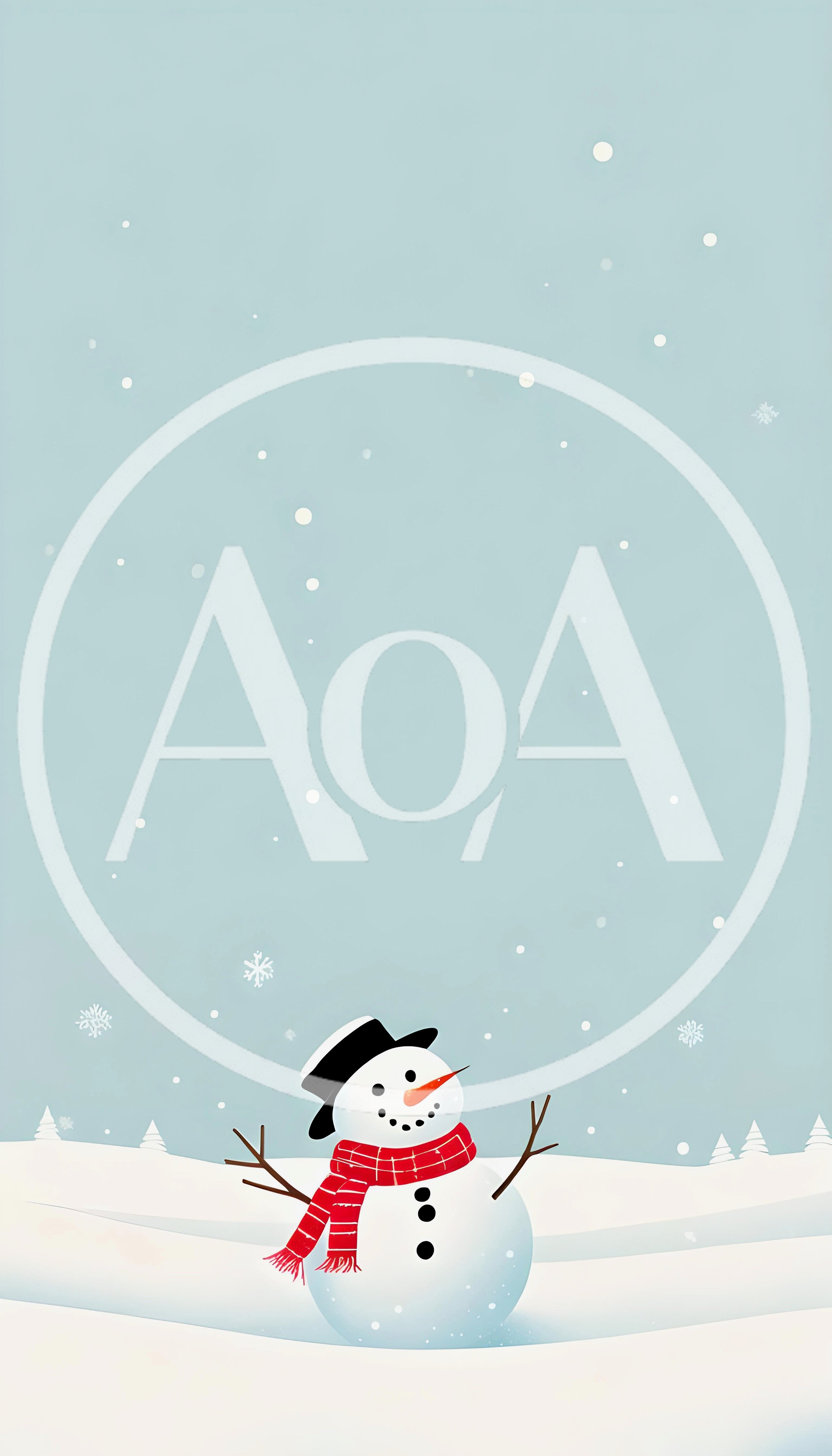 Cute Cartoon Snowman Wearing Scarf and Hat