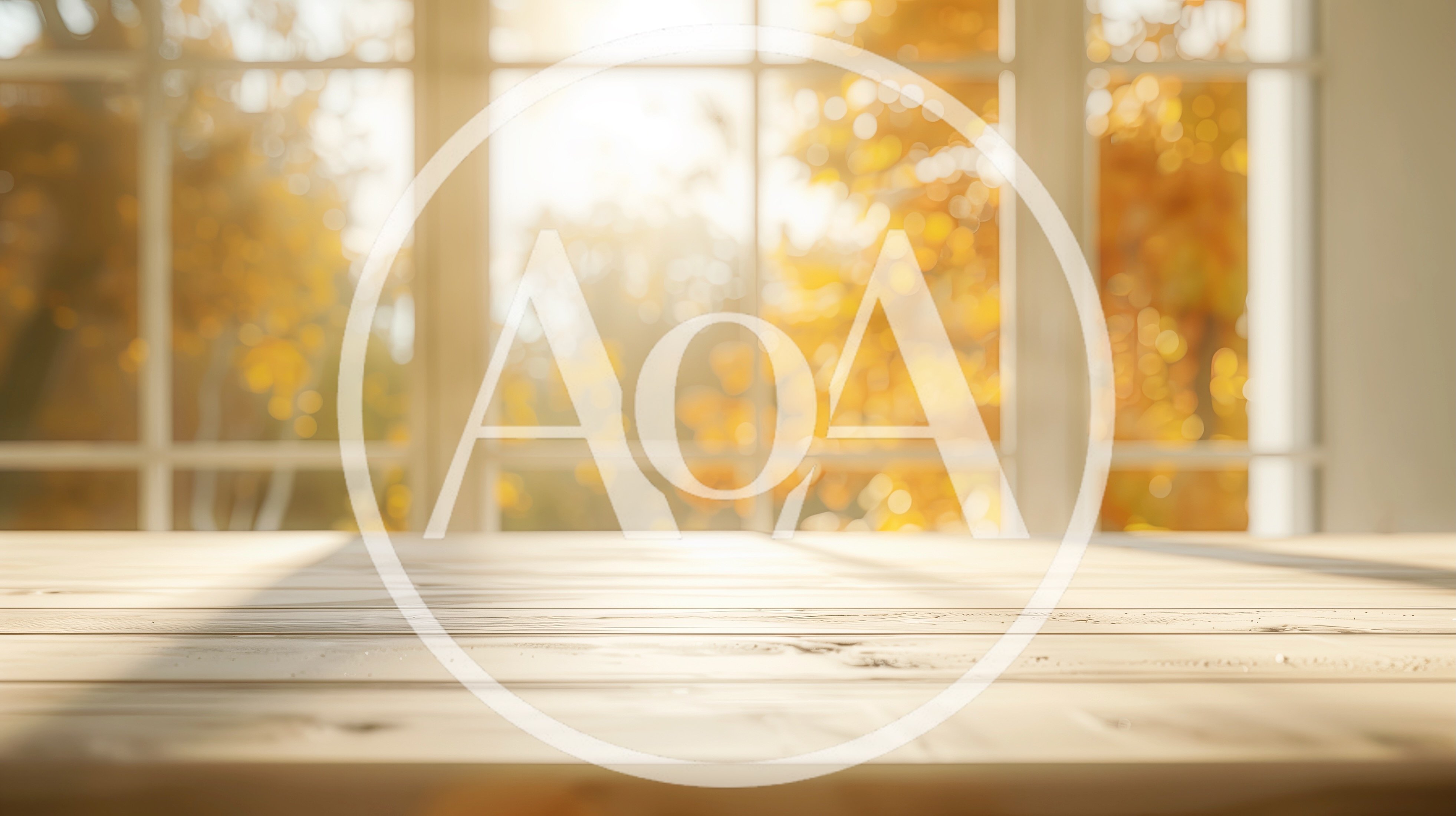 Empty Wooden Table In Front Of Blurred Autumn Window