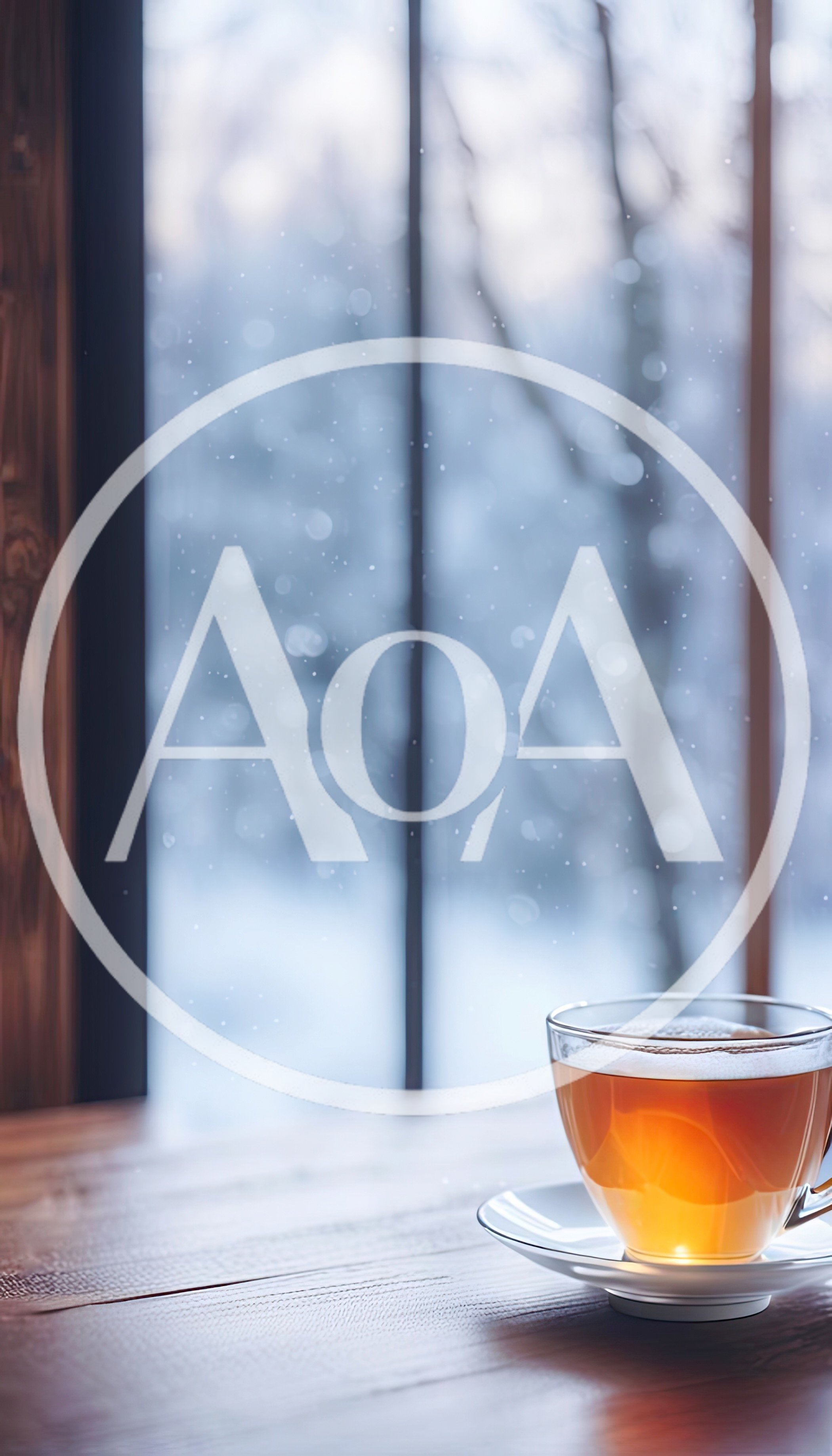Glass Cup Of Hot Tea By A Snowy Window