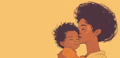 Illustration Of A Mother Holding Her Sleeping Baby