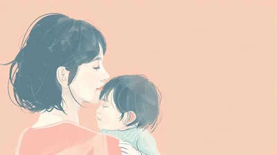 Illustration Of A Mother Holding Her Sleeping Child