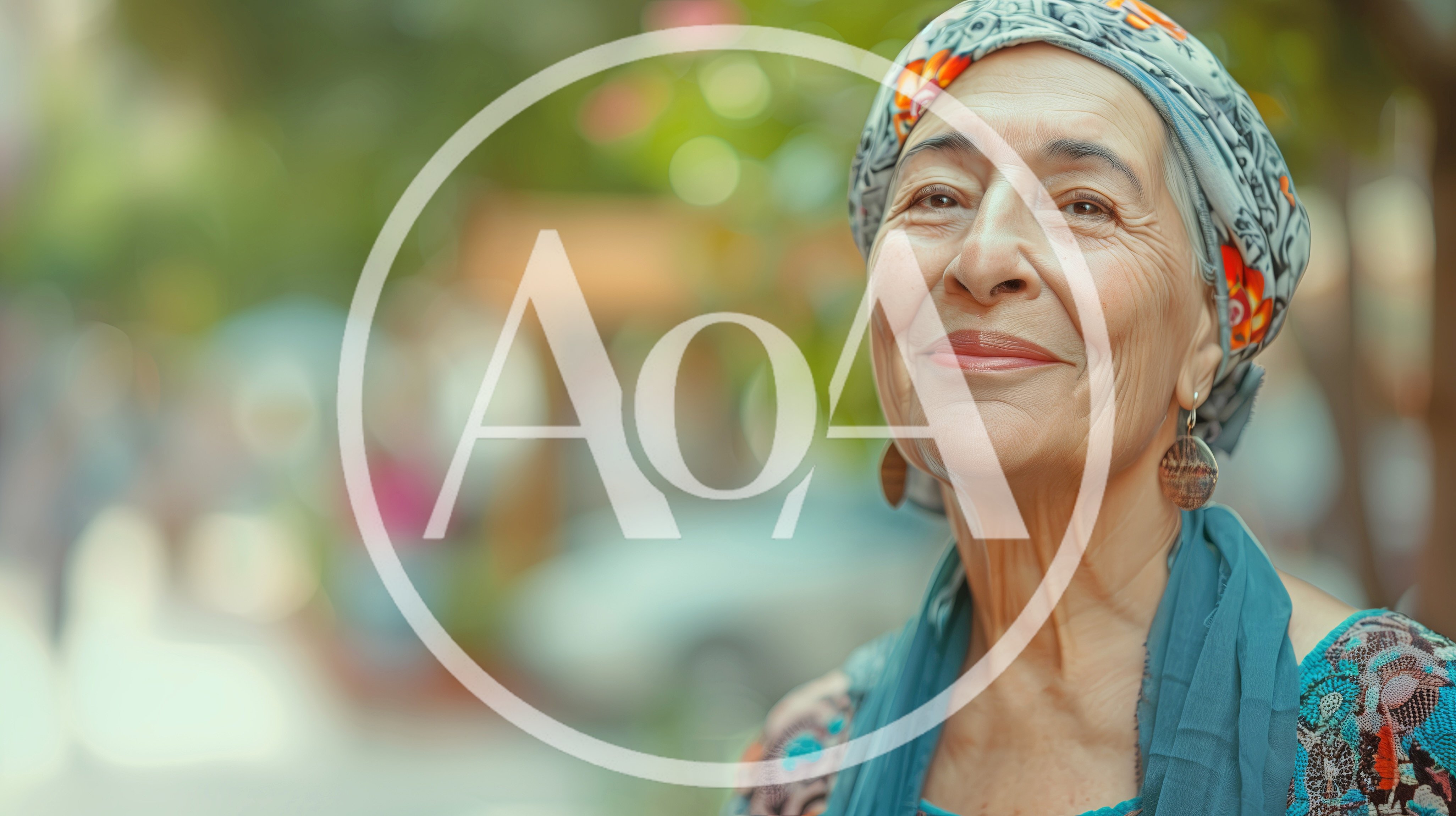 Portrait Of A Smiling Elderly Woman Wearing A Headscarf