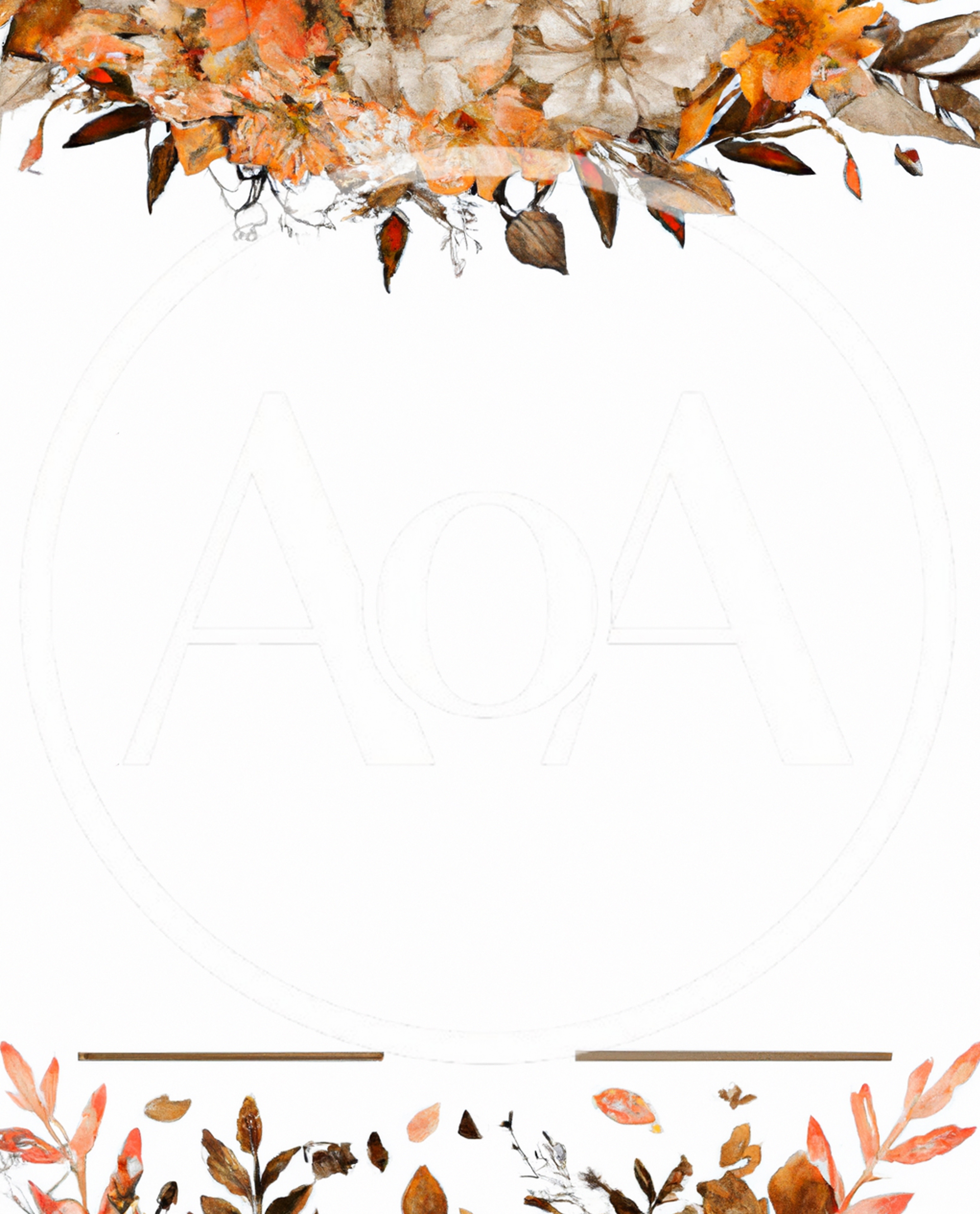 Autumnal Floral Border Frame With Watercolor Leaves
